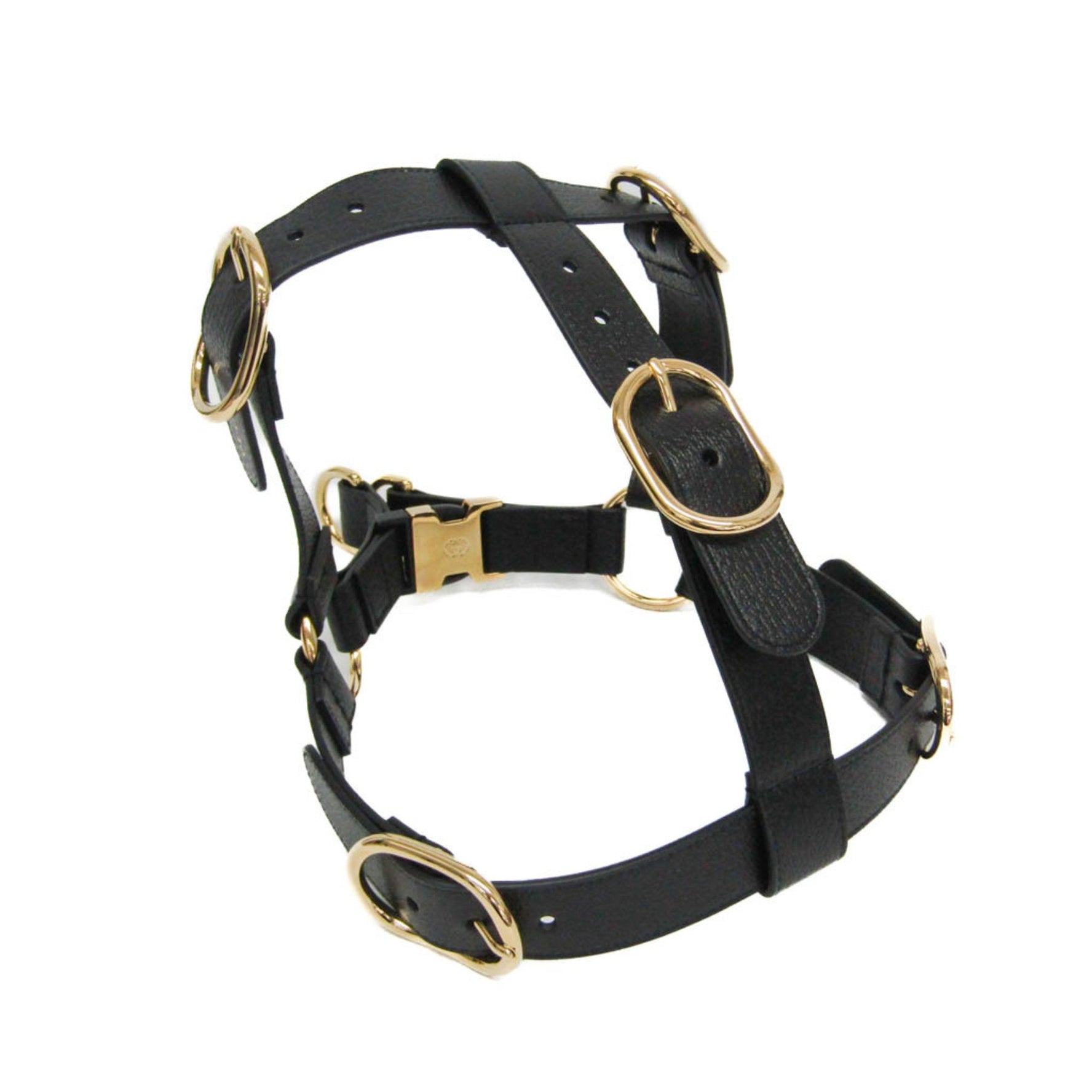 Gucci Interlocking G Pet Harness Large Size Dog Harness Leather Black