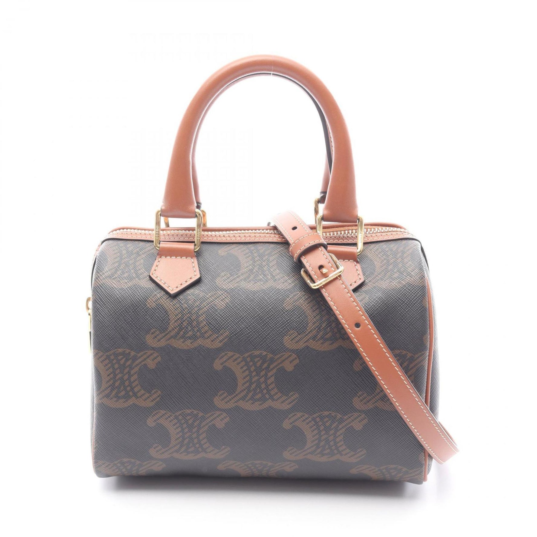 Celine Triomphe Small Tote Bag, Coated Canvas and Leather, Black Brown