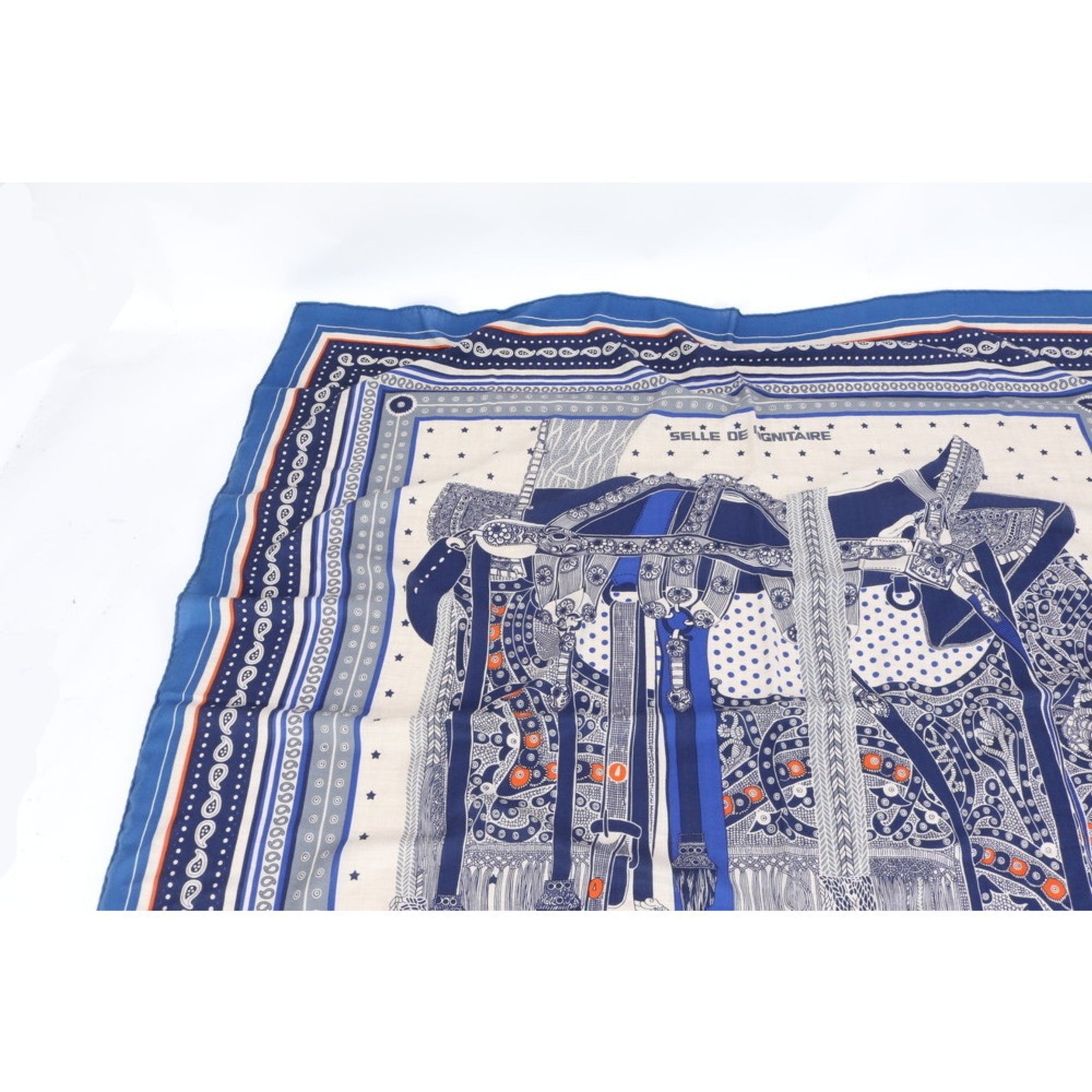 Hermes Hermès Carré Geant 140 SELLE DE DIGNITAIRE Official's Whip Cashmere and Silk Scarf/Muffler Stole for Women