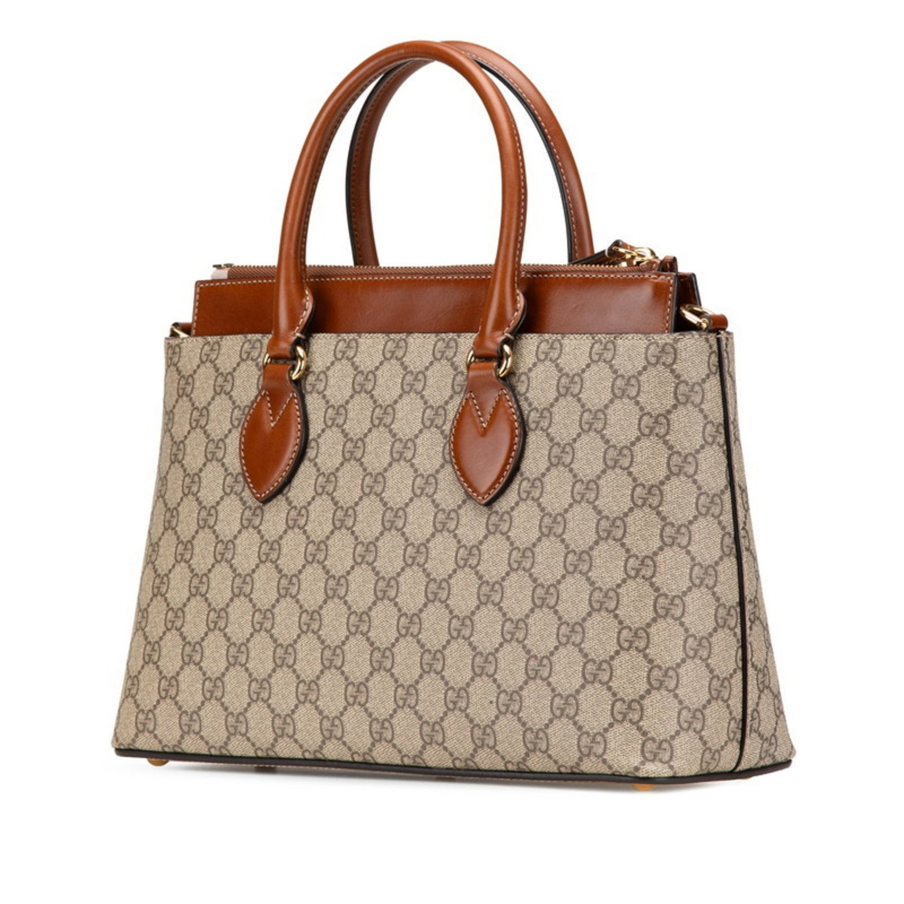 Gucci GG Supreme Small Handbag/Shoulder Bag Beige Brown Leather