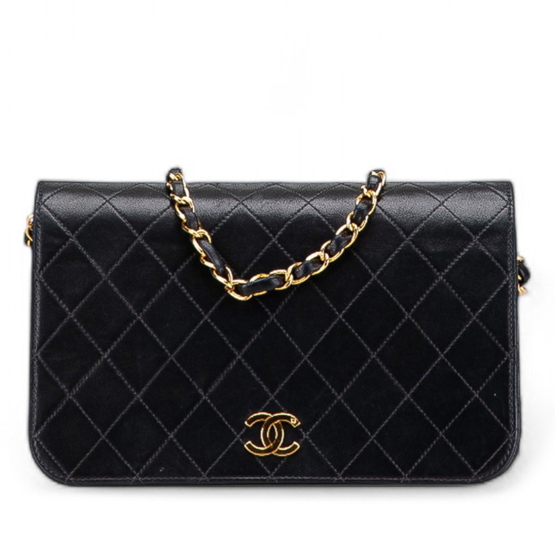 CHANEL Matelasse Coco Mark Full Flap Push Lock Chain Shoulder Bag in Lambskin