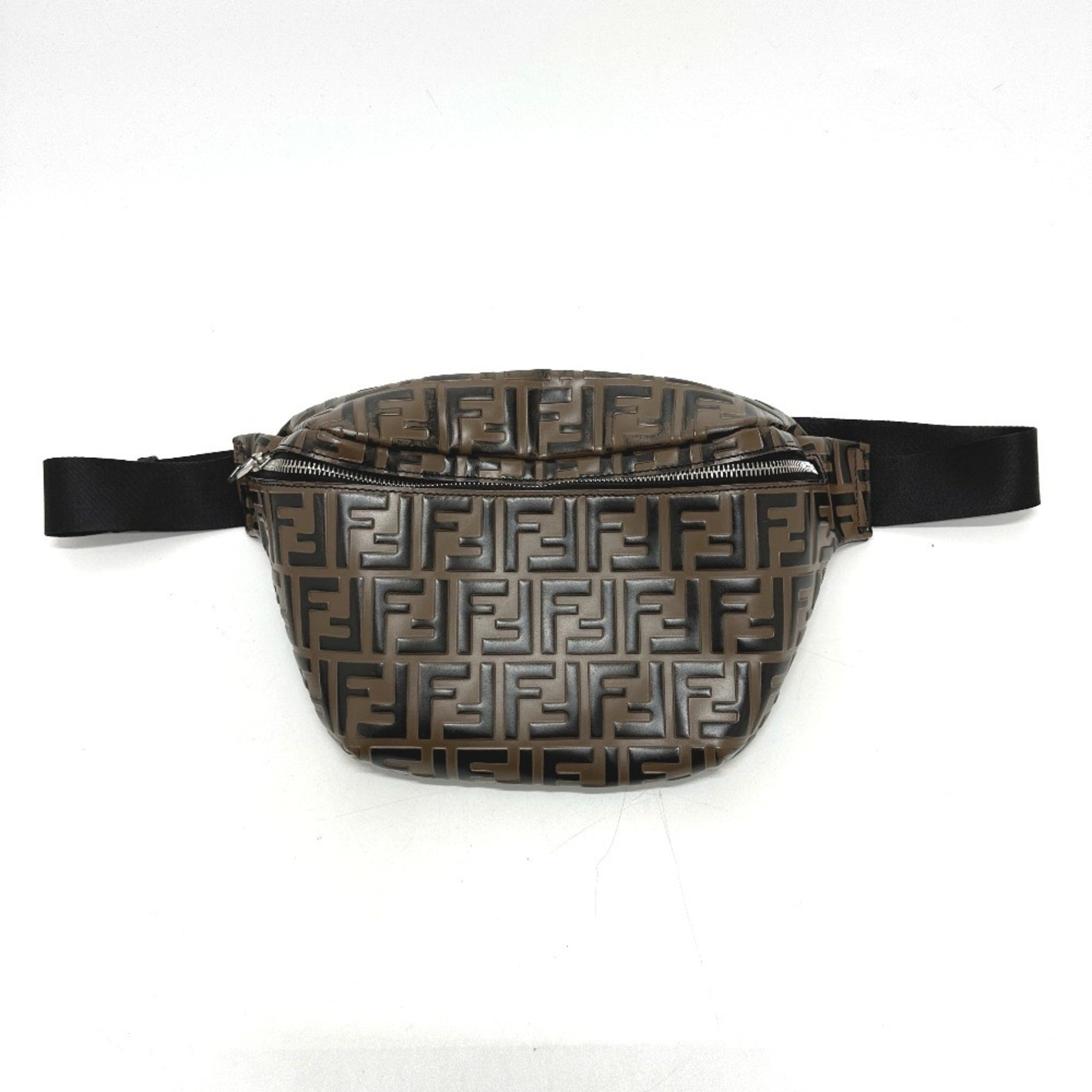 FENDI Zucca Leather Crossbody Bag/Shoulder Bag, Men's, Brown