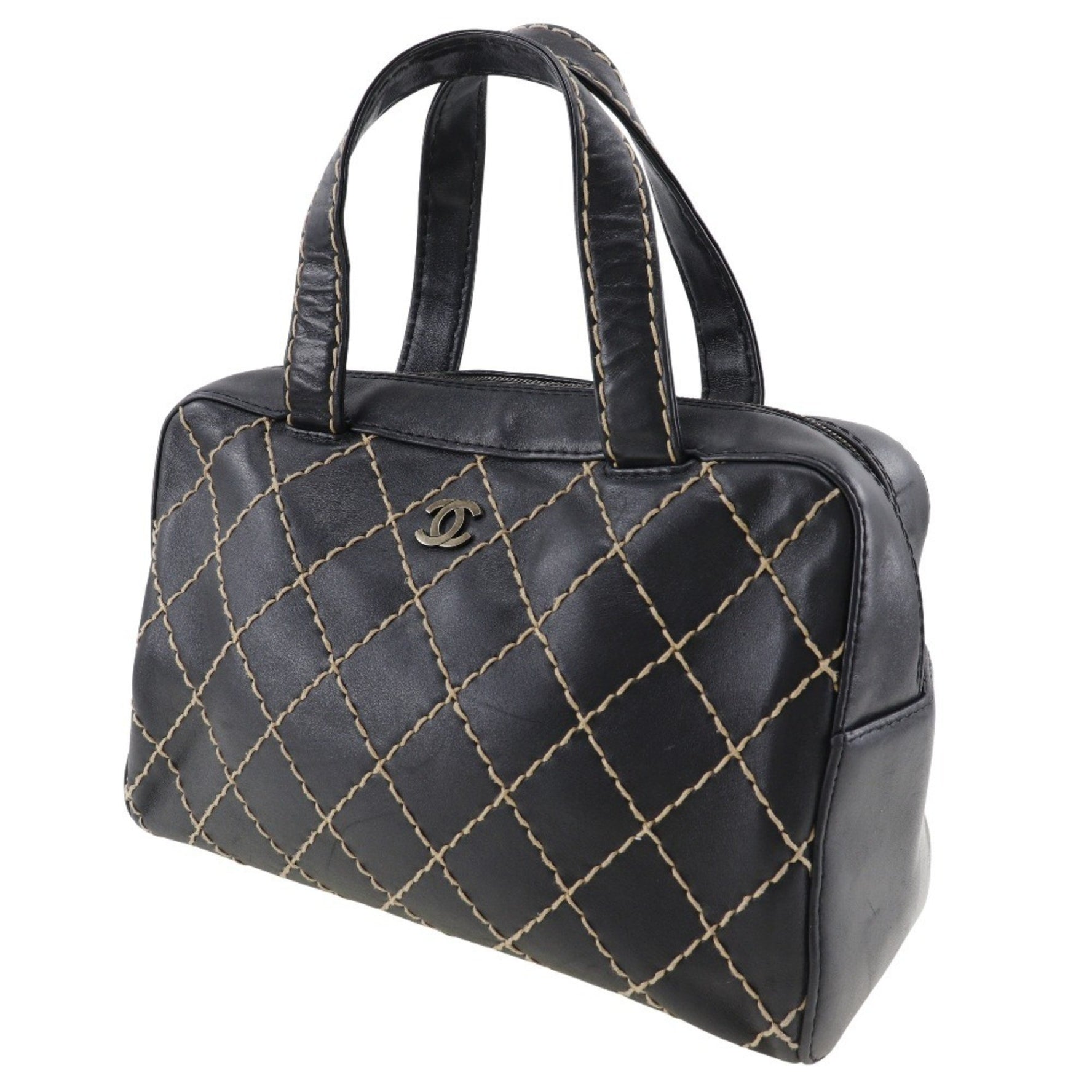 CHANEL Wild Stitch Handbag Coco Mark Calfskin