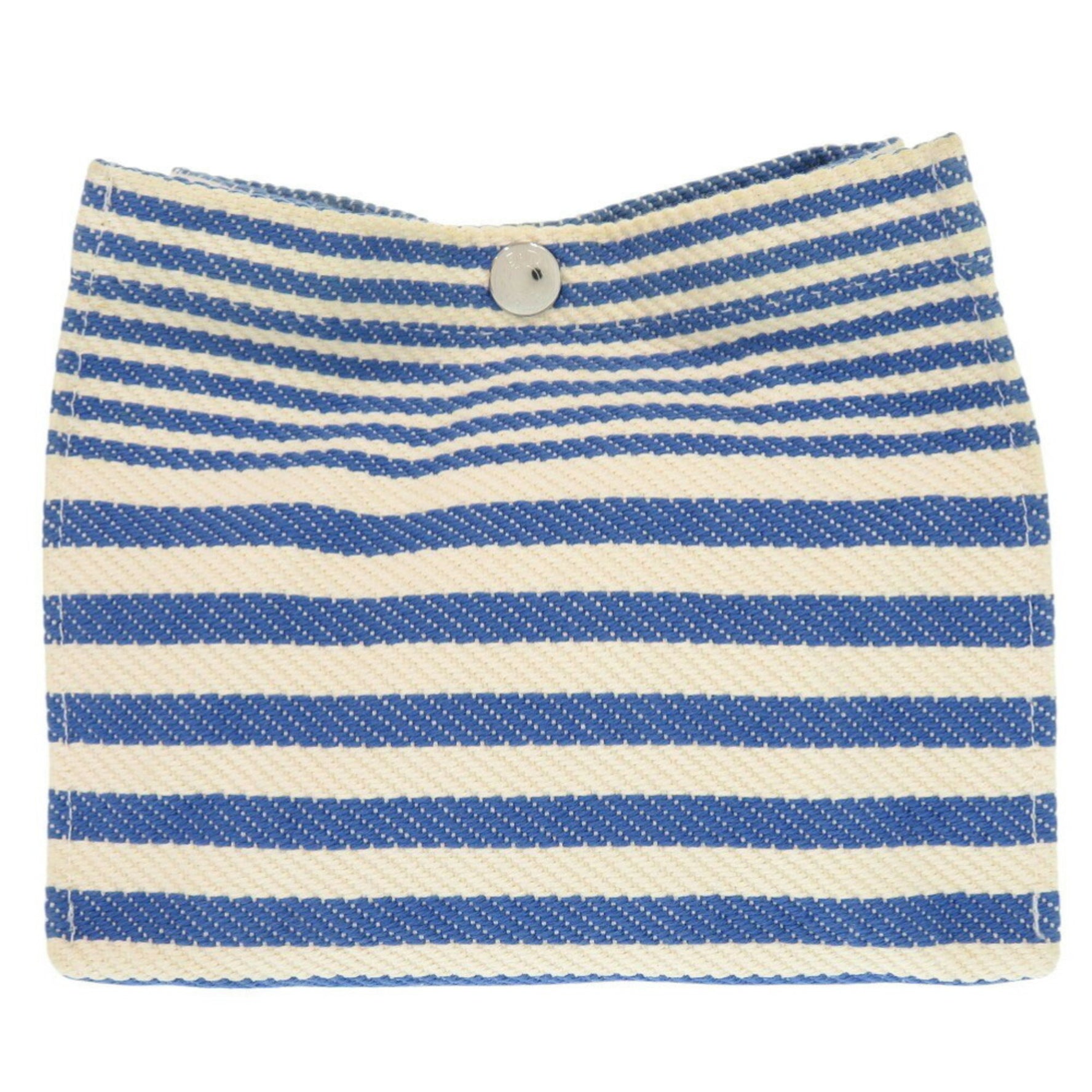 Hermes Striped Cotton Ivory Blue Pouch
