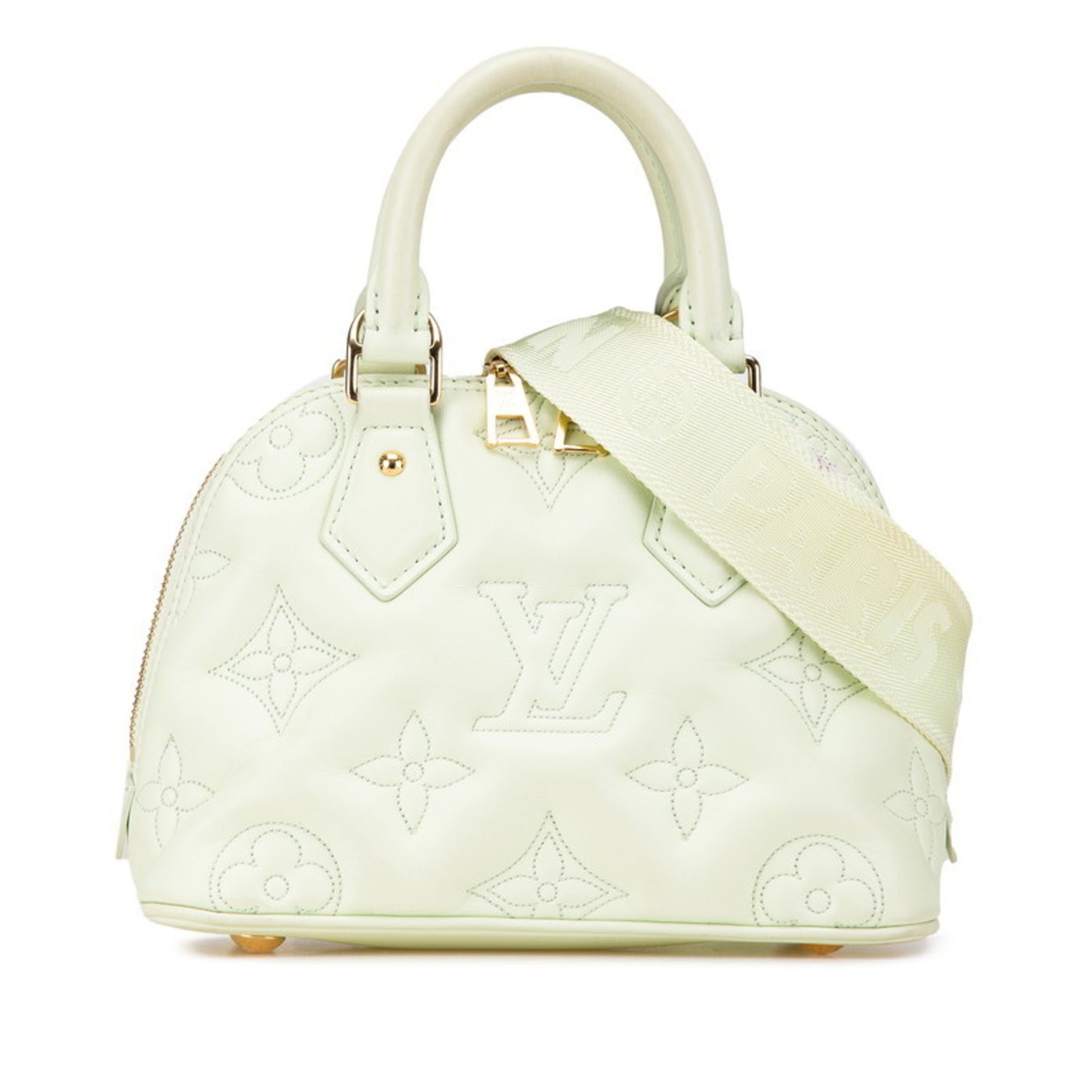 Louis Vuitton Monogram Mahina Alma Soft BB Handbag Shoulder Bag Light Green Leather