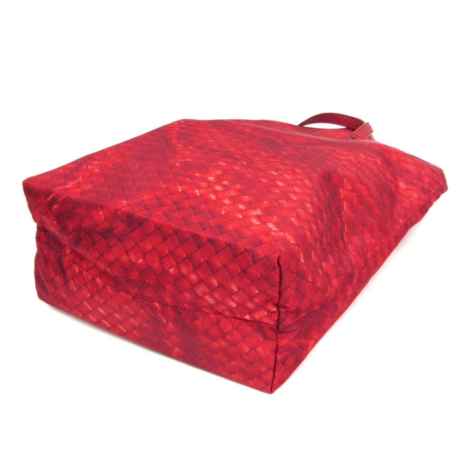 Bottega Veneta Intrecciolusion Nylon,Leather Handbag,Tote Bag Red Color
