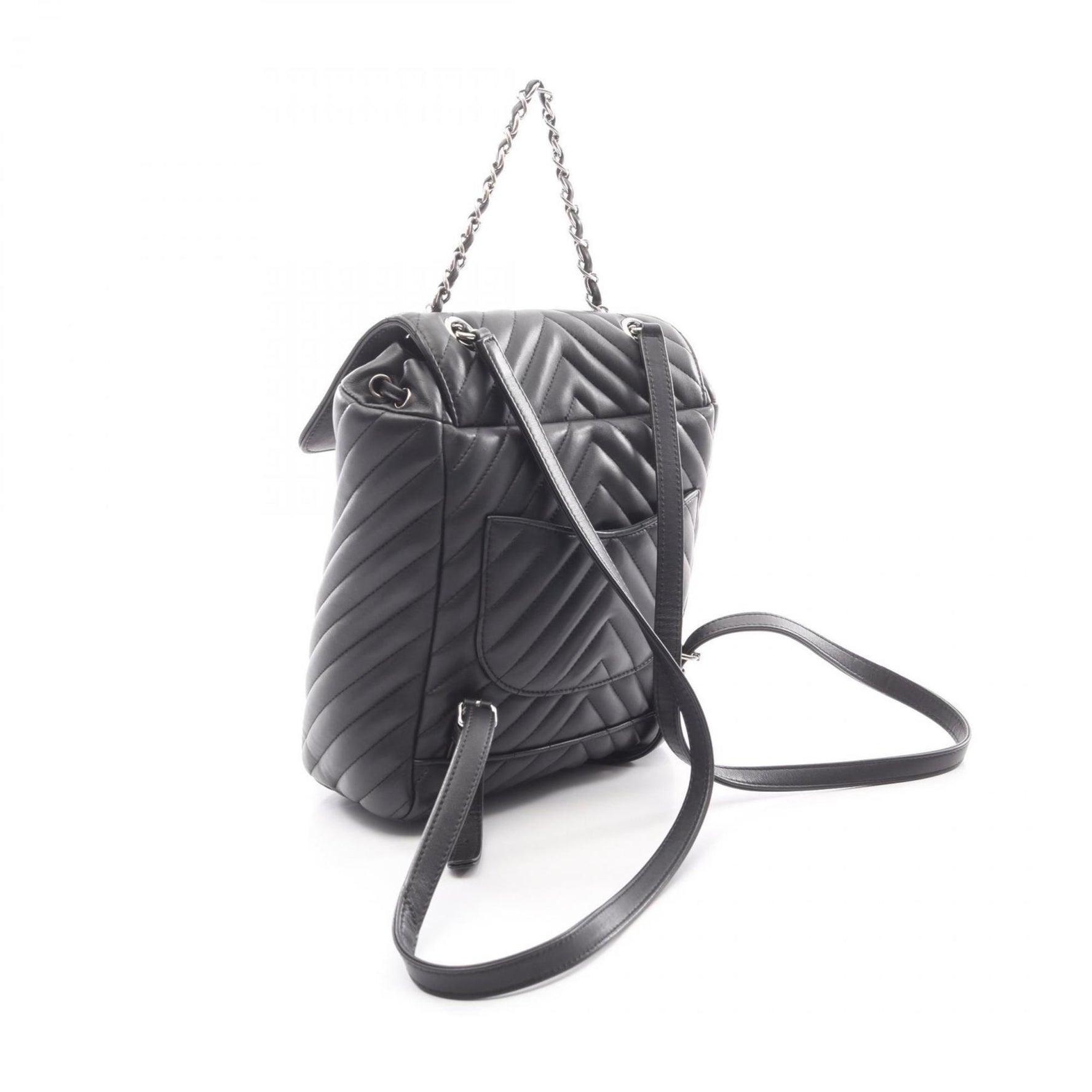 CHANEL V-Stitch Chevron Backpack Bag in Lambskin Leather