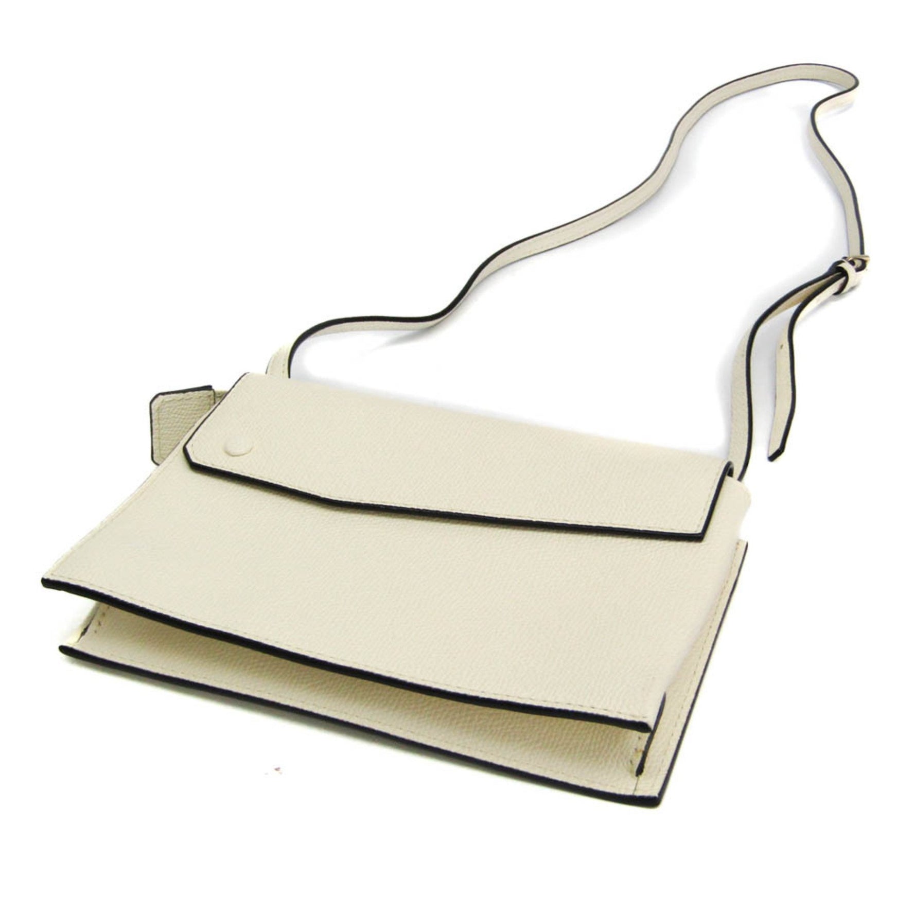 Valextra Pocket Messenger Women,Men Leather Shoulder Bag Off-white