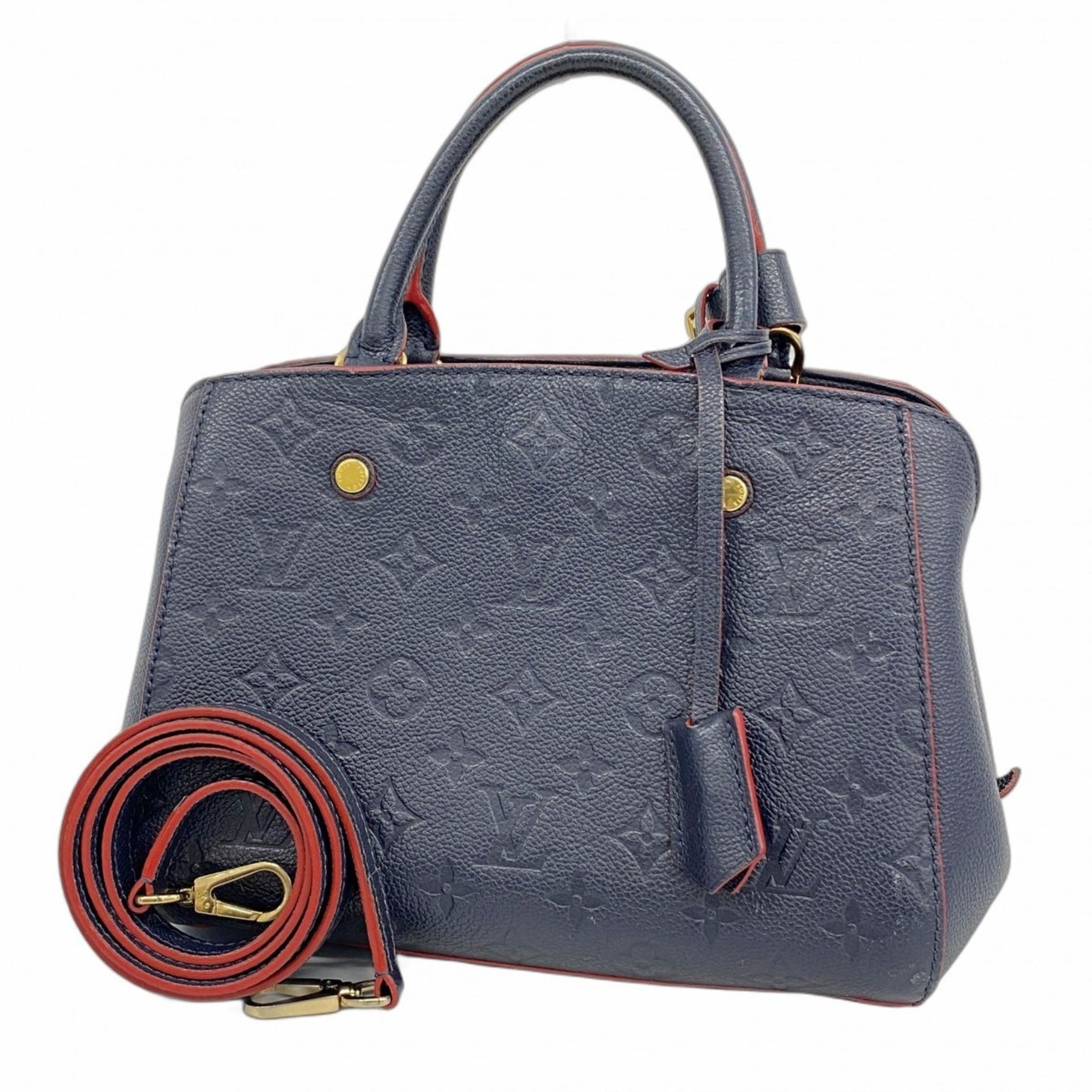Louis Vuitton Monogram Empreinte Montaigne BB Handbag M42747 Marine Rouge Women's