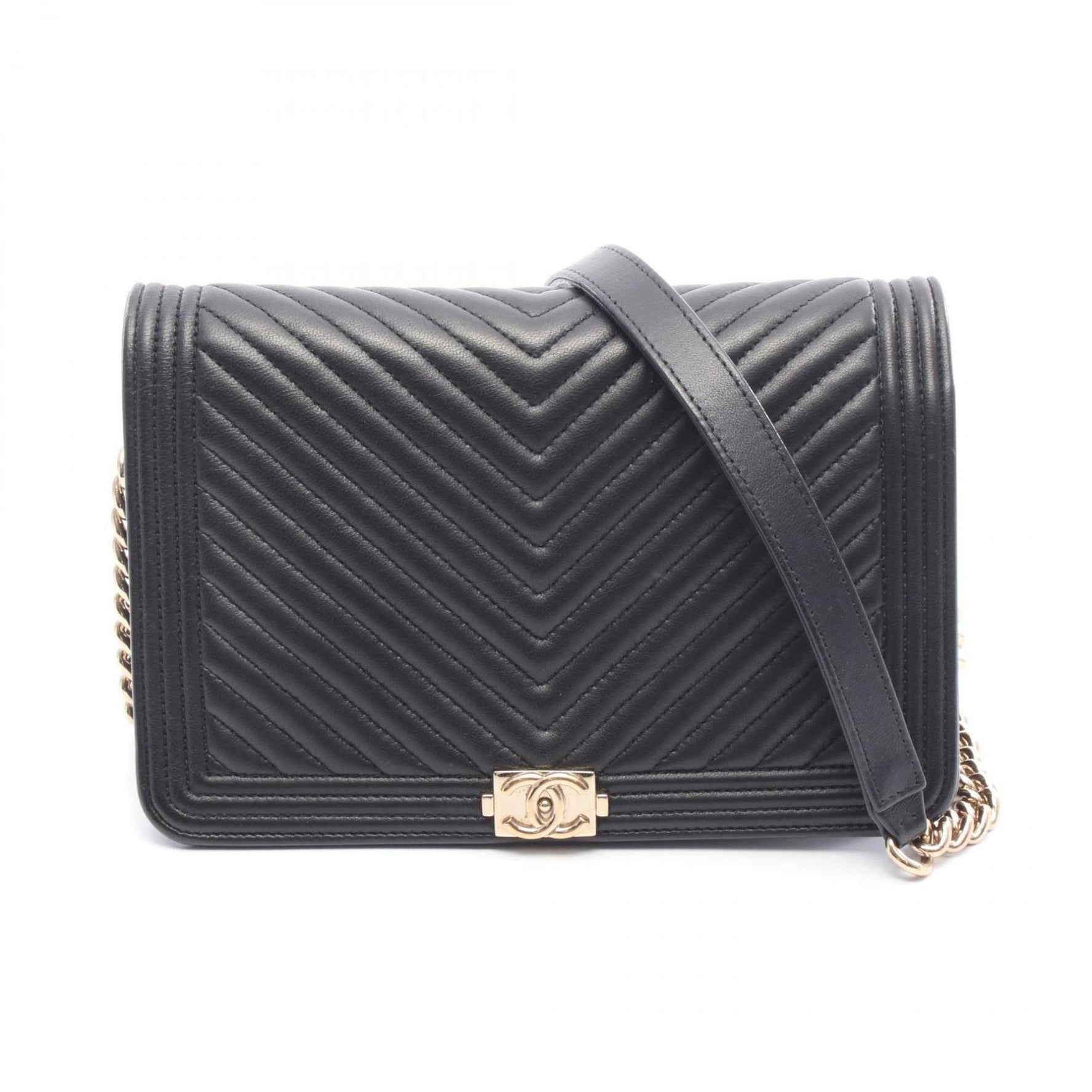 CHANEL Boy Chevron V-Stitch Shoulder Bag in Lambskin Leather