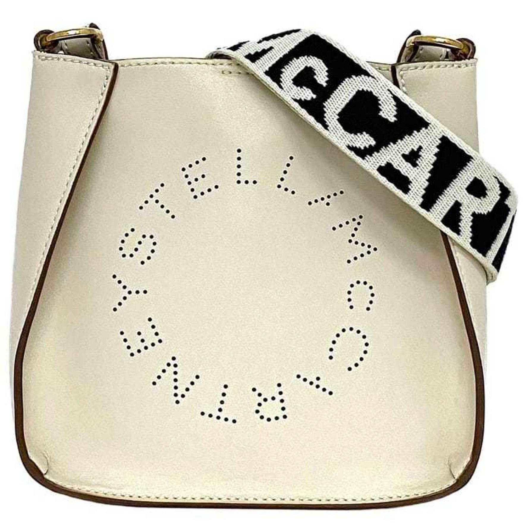 Stella McCartney Shoulder Bag Cream White Leather Canvas STELLA McCARTNEY Punching