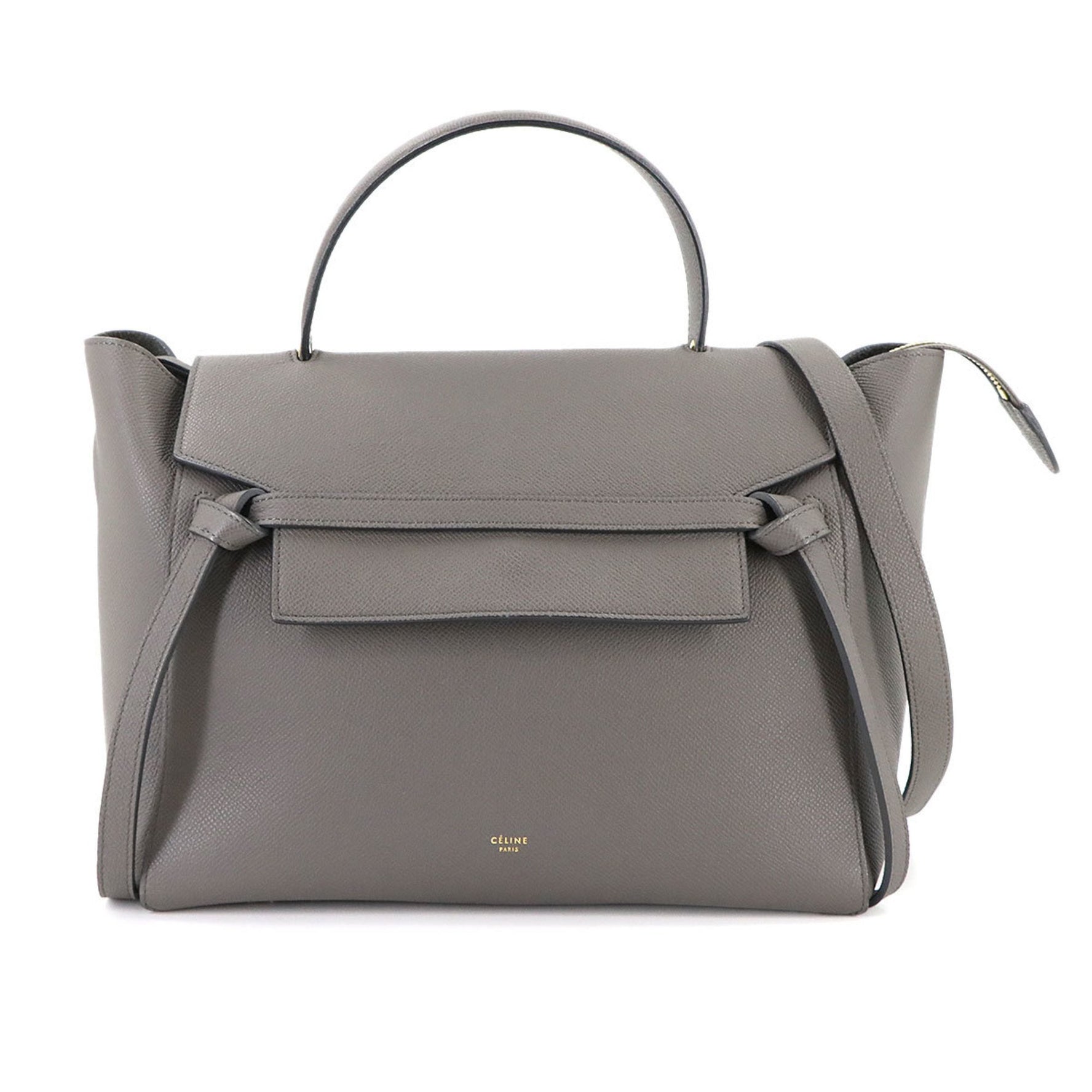 Celine Mini Belt Bag, 2-way handbag/shoulder bag, gray leather with gold hardware, model number