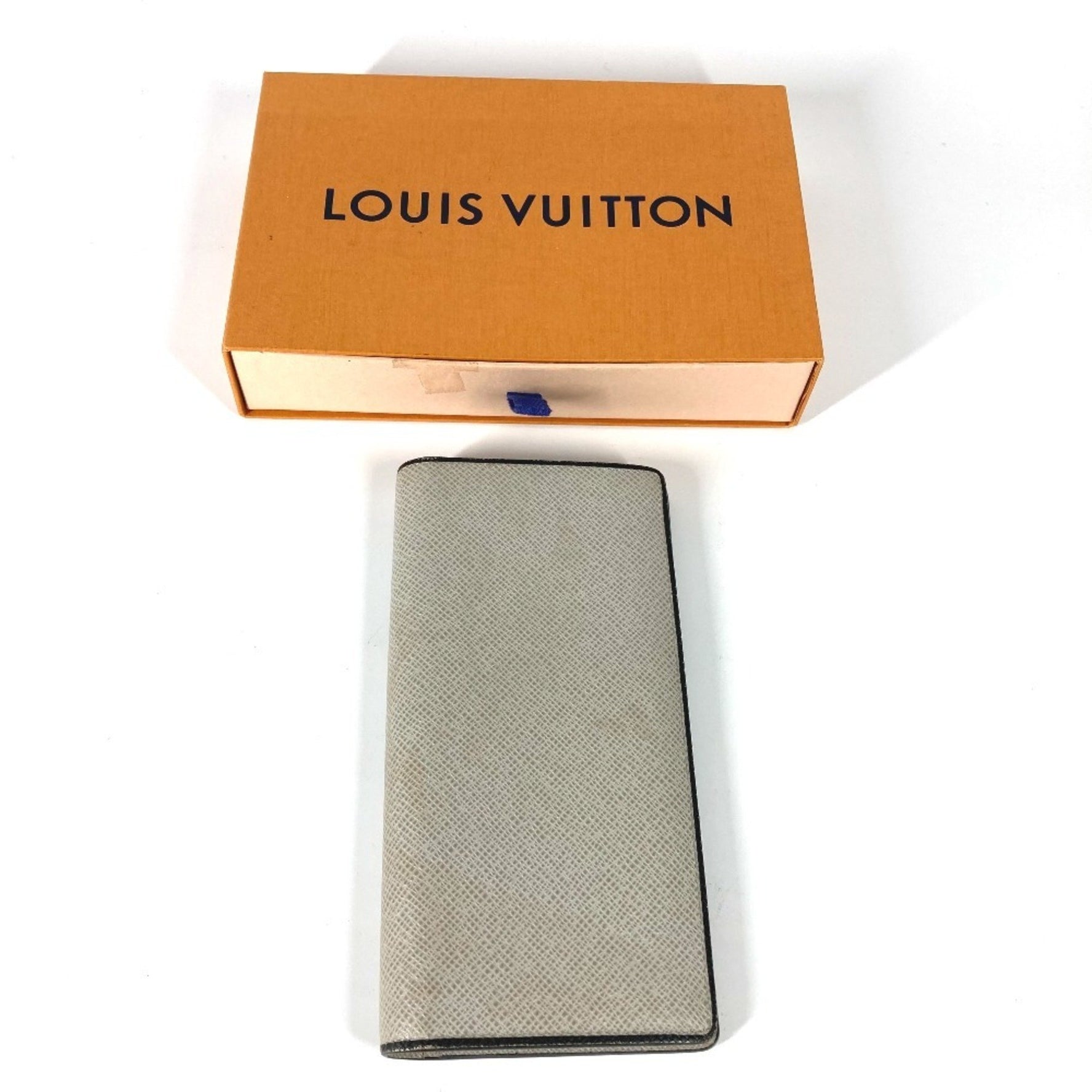 LOUIS VUITTON M30557 Taiga Portefeuille Brazza Long Wallet in Leather, Men's, Stone Beige