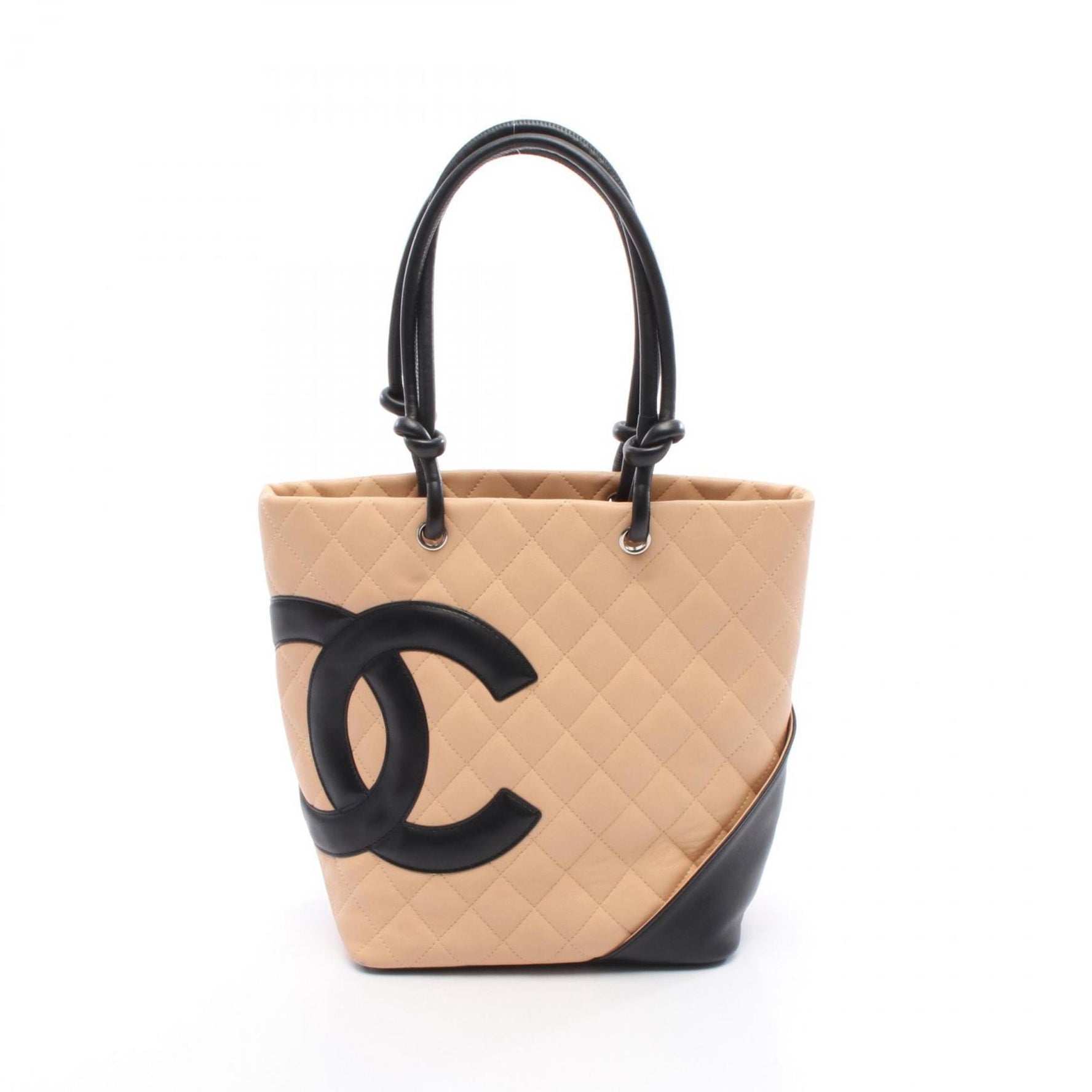 CHANEL Cambon Line Medium Tote Bag, Lambskin, Pink, Black, Beige