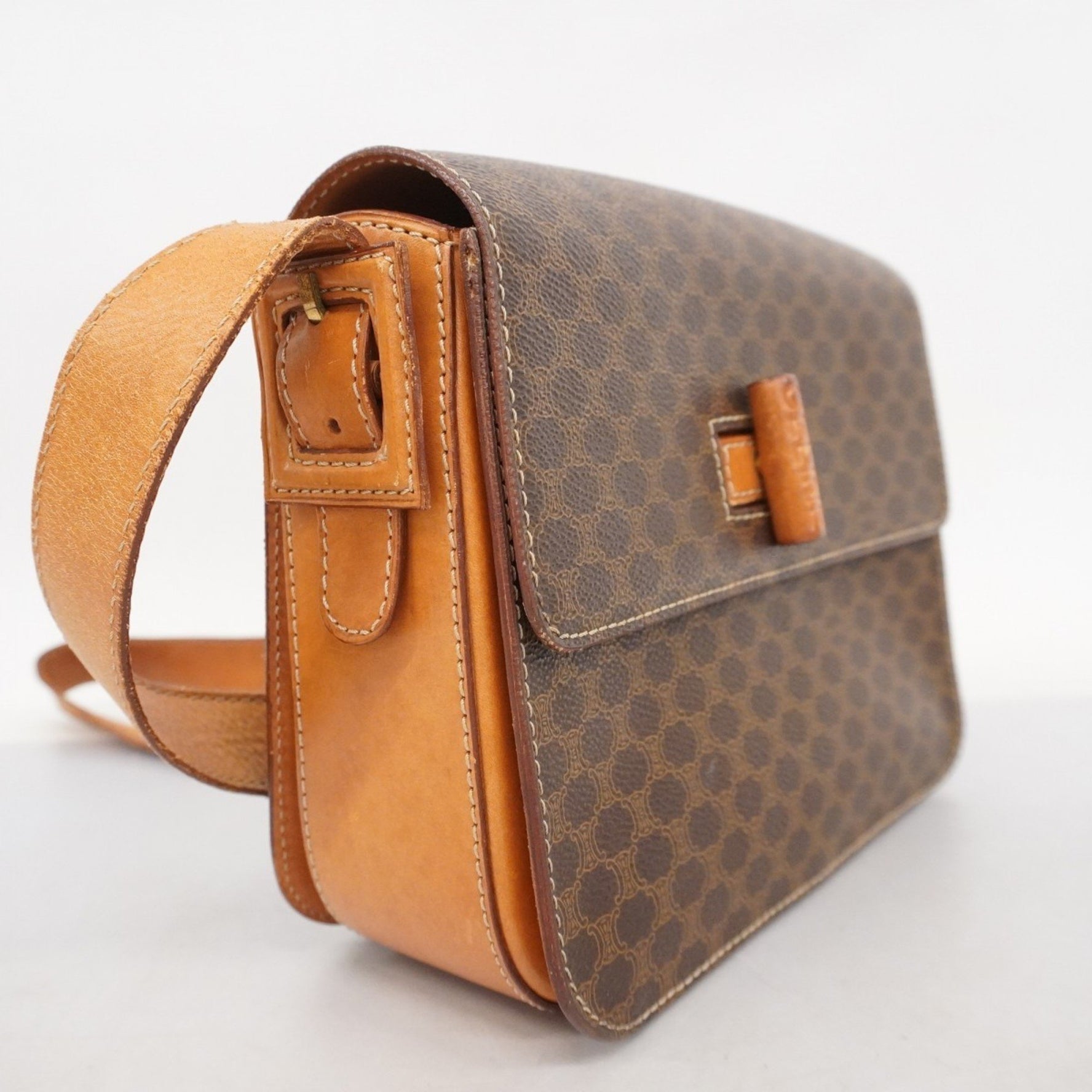 Celine Shoulder Bag Macadam Brown Women's