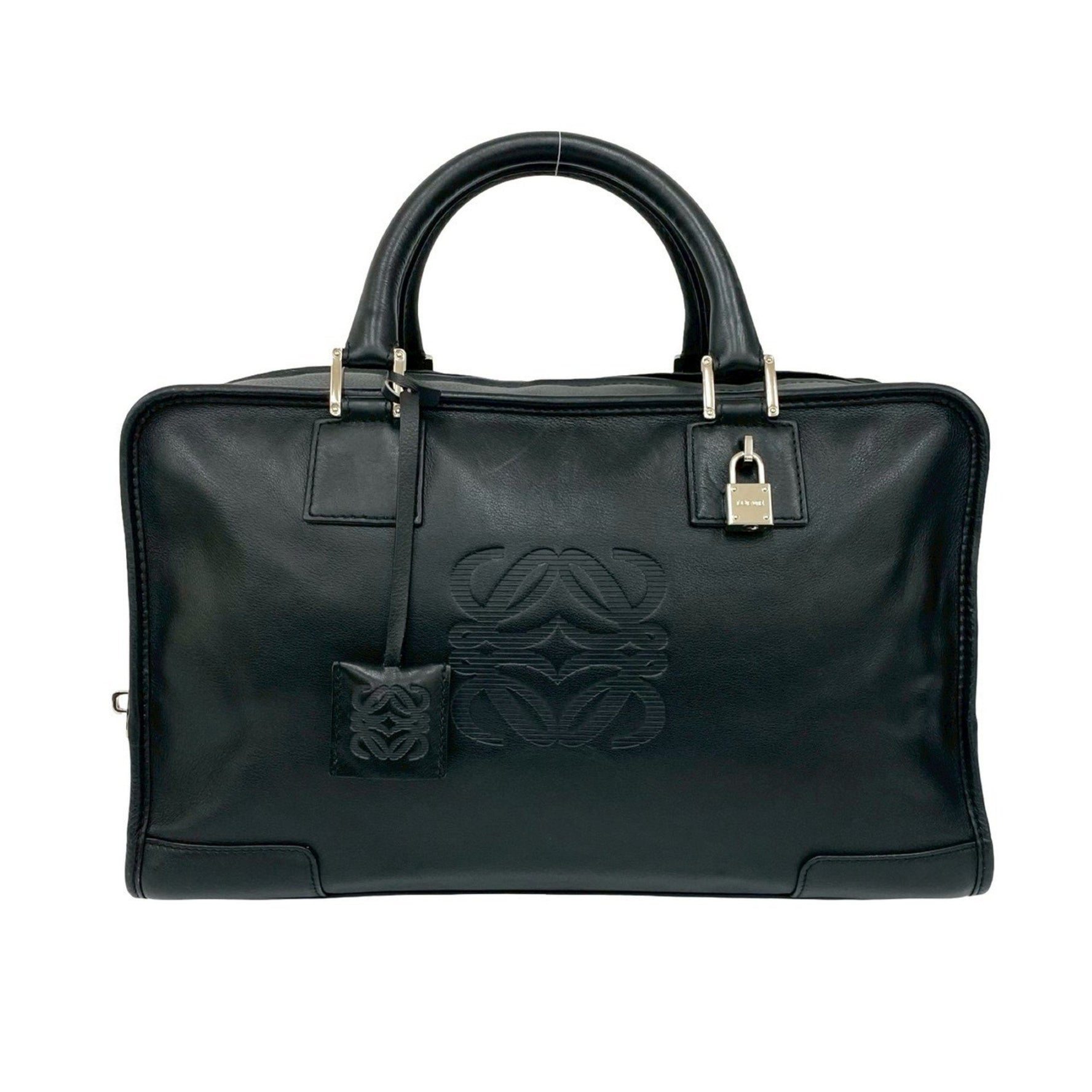 LOEWE Amazona 36 Anagram Logo Engraved Leather Handbag/Mini Boston Bag