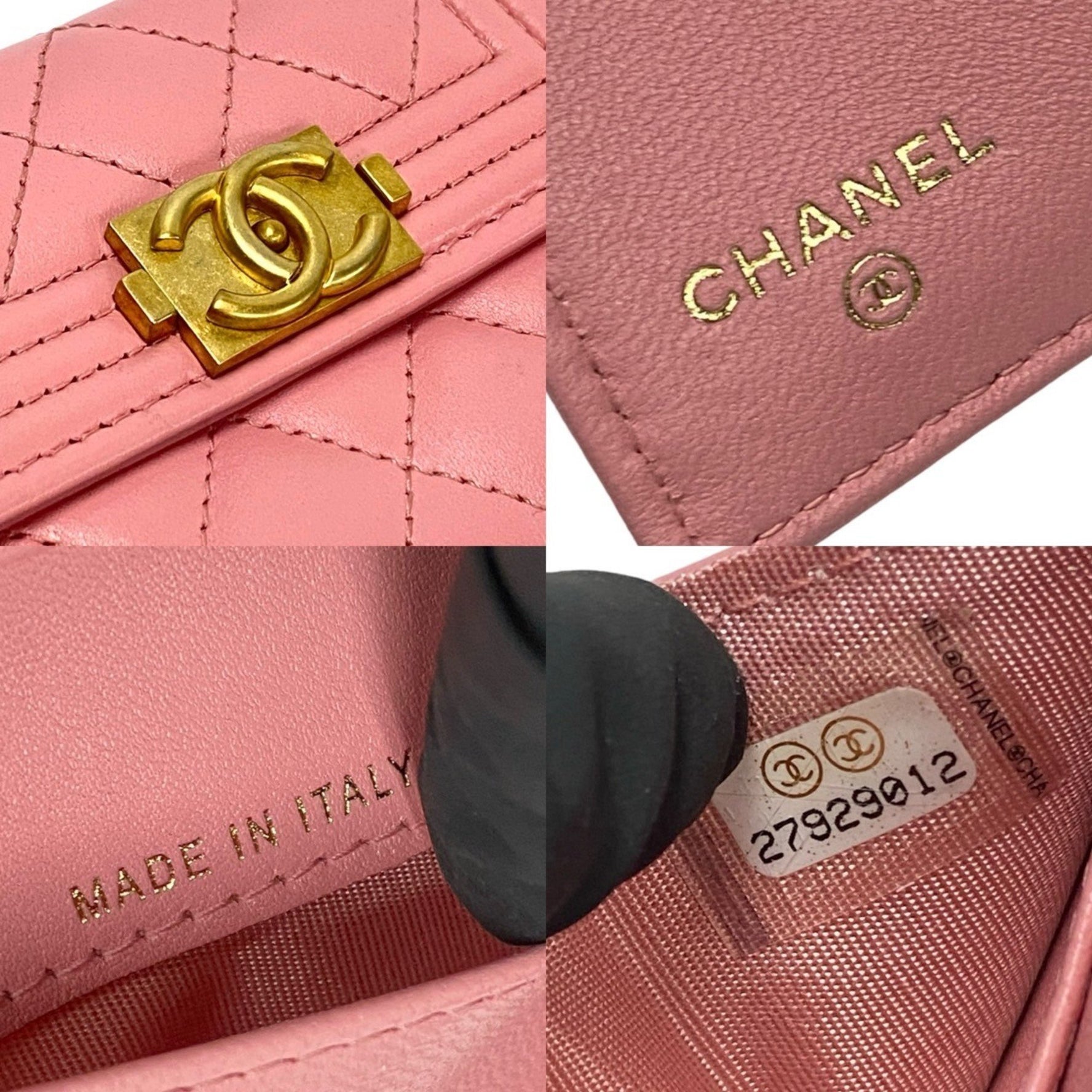 CHANEL Boy Lambskin Leather Tri-fold Wallet