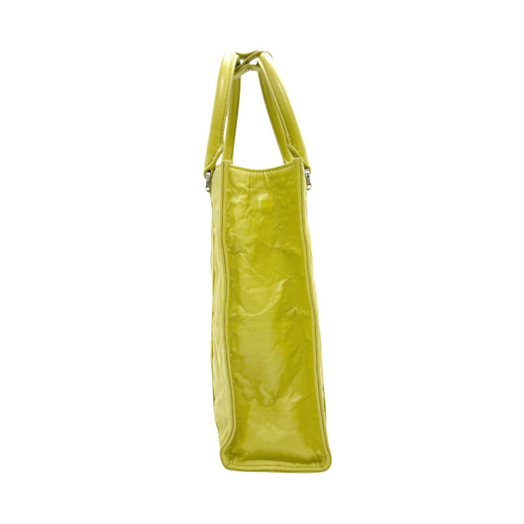 PRADA handbag shoulder bag leather yellow green ladies