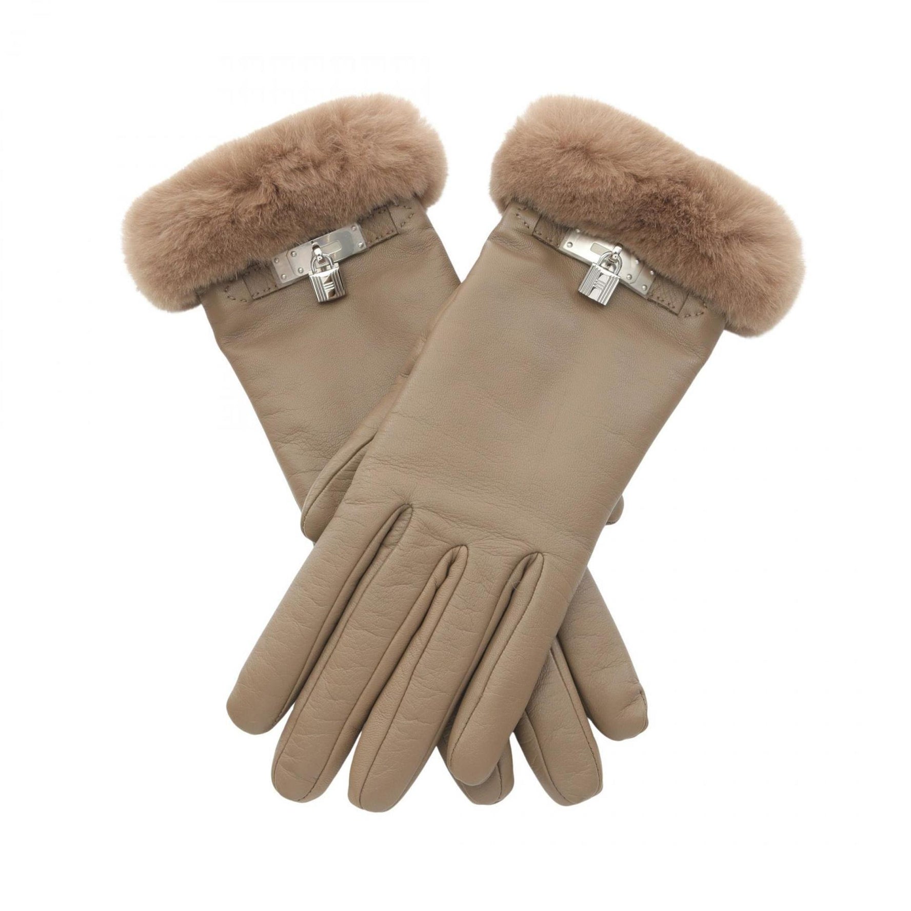 Hermes Hermès Kelly Cadena Charm Gloves, Lambskin and Mink Leather