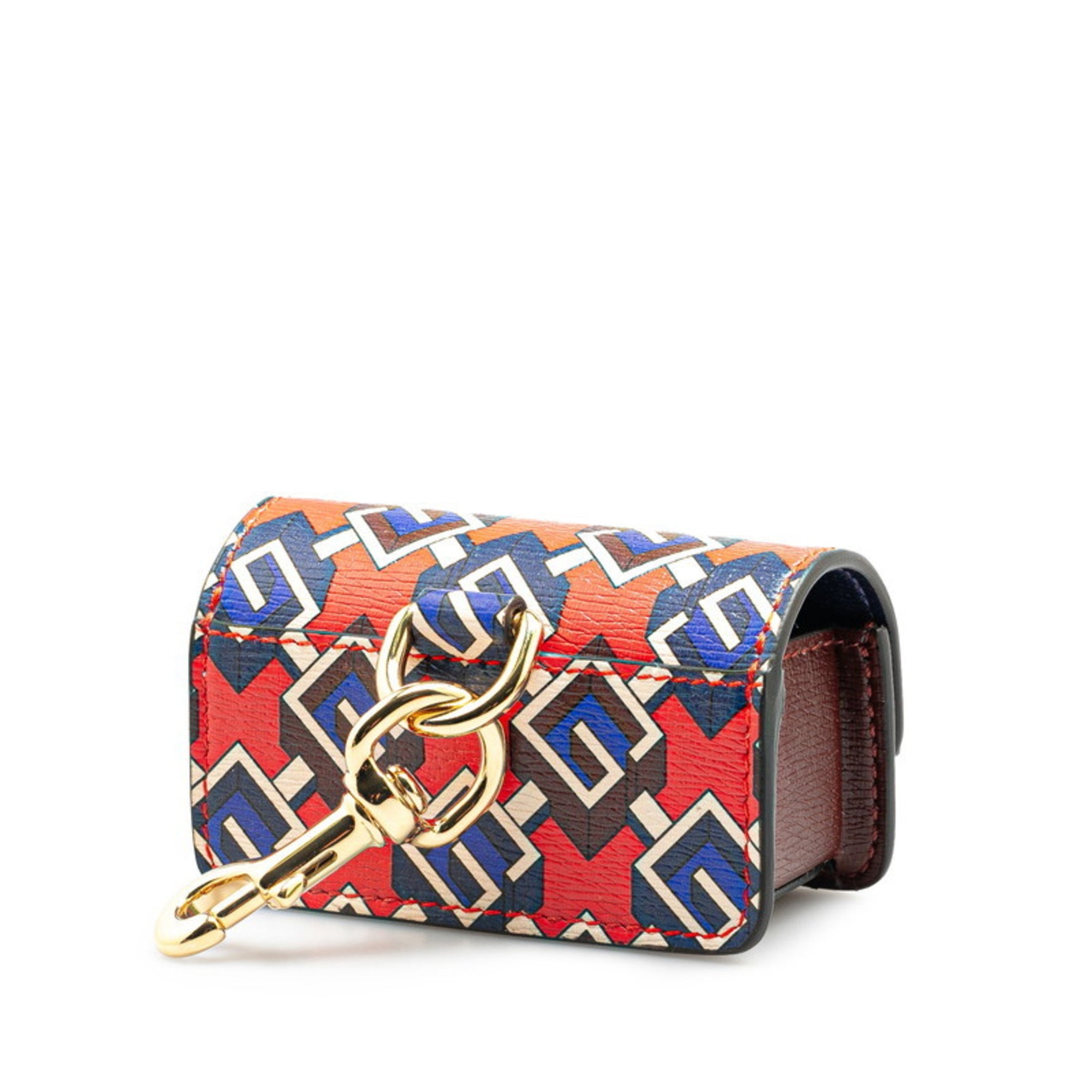 Gucci Geometric G Etiquette Holder Keychain Red Multicolor Leather Women's GUCCI