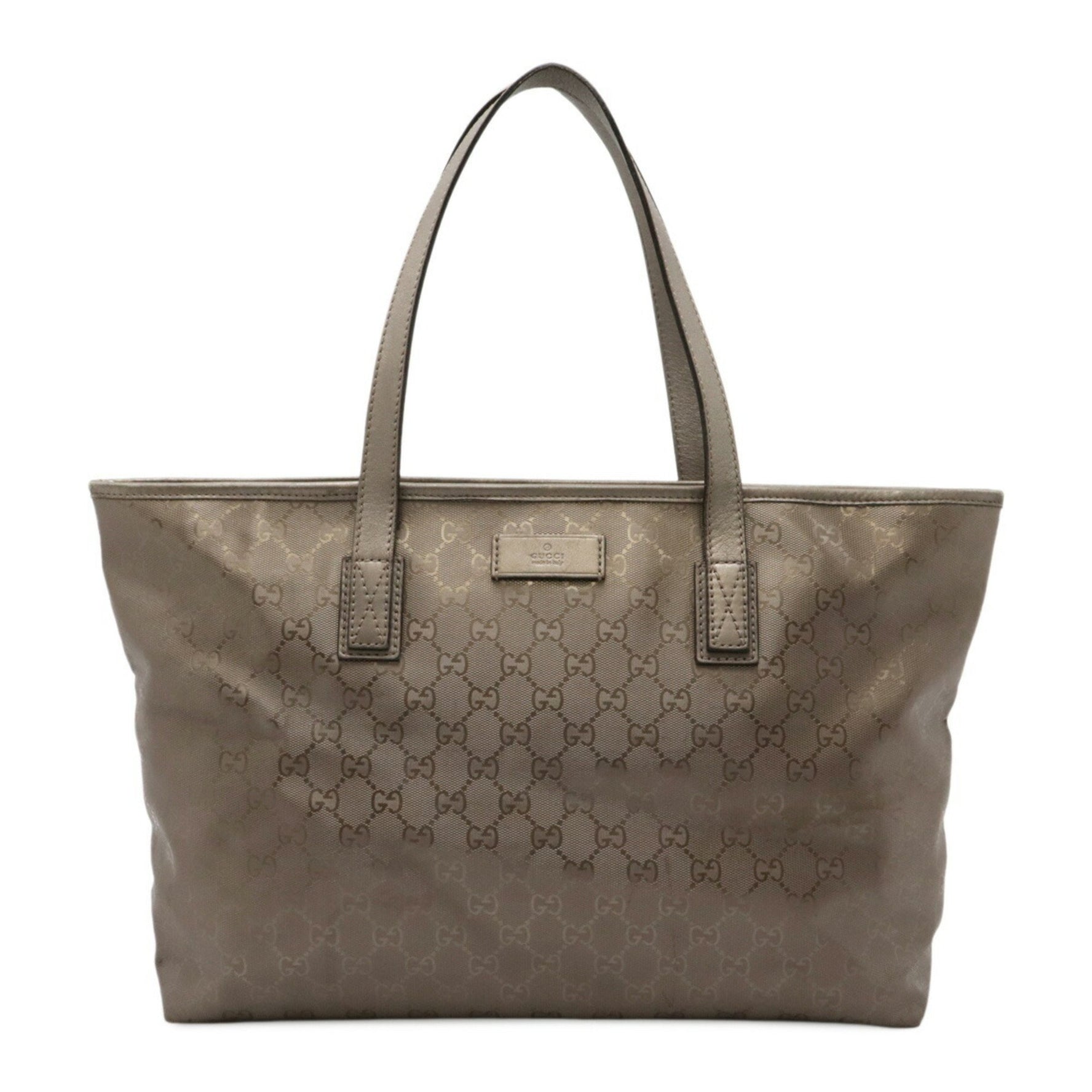 GUCCI GG IMPRIME Tote Bag Shoulder PVC Leather Pink Silver