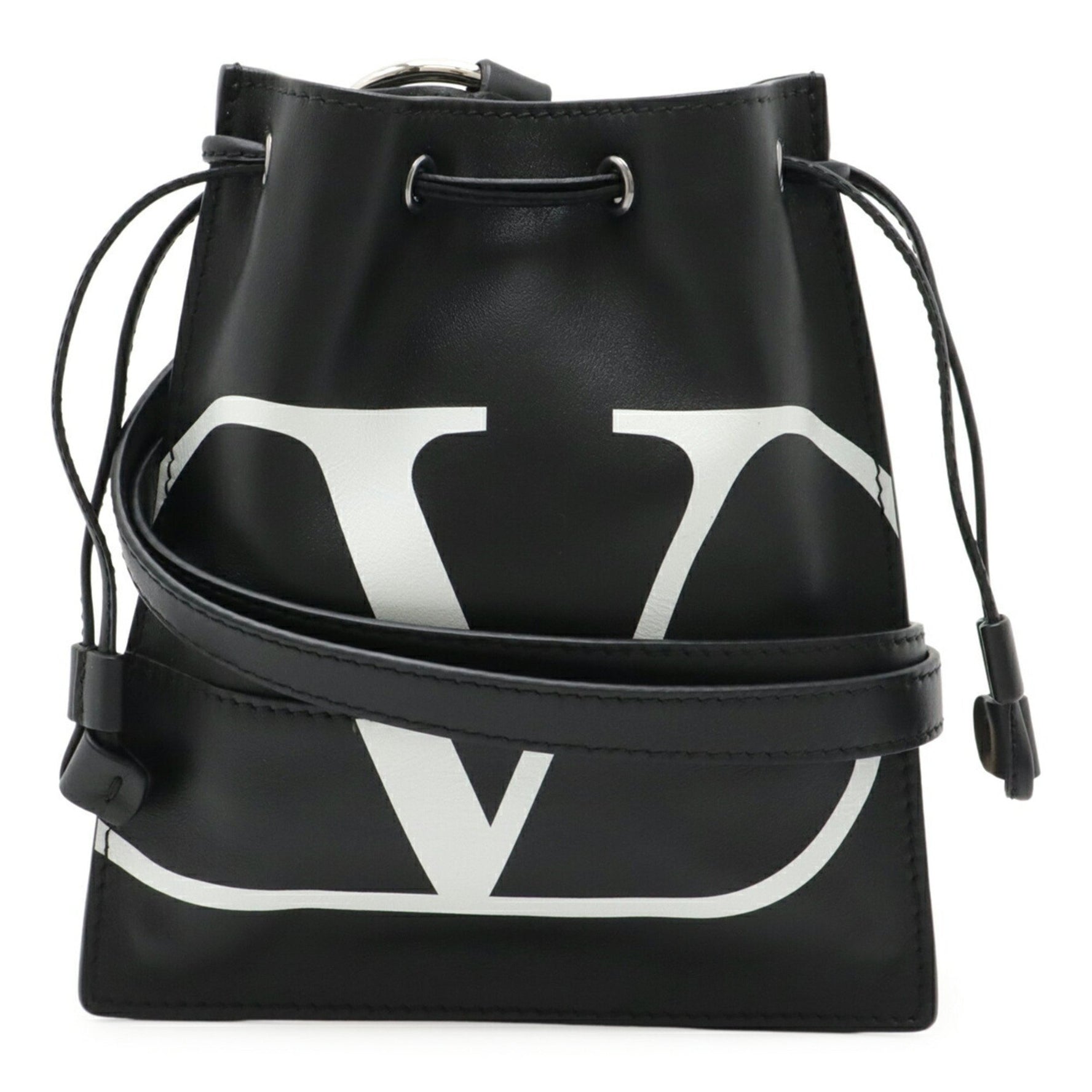 Valentino Garavani V-print shoulder pouch, leather, black