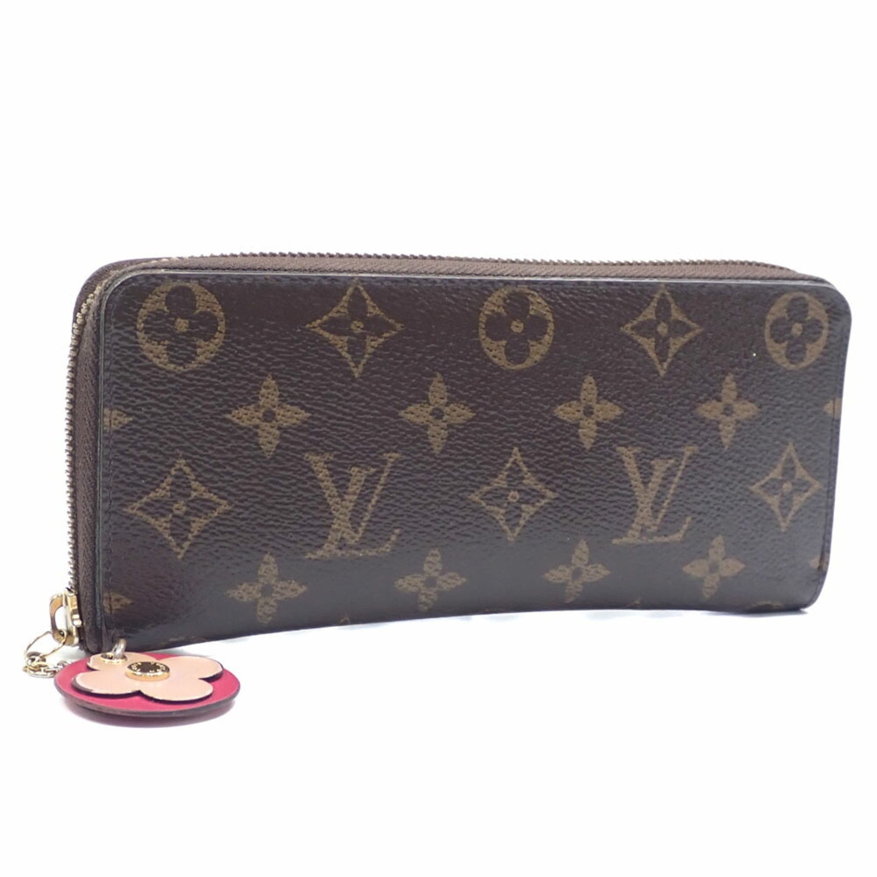 Louis Vuitton Monogram Portefeuille Clemence Round Long Wallet with Coquelicot Flower Charm