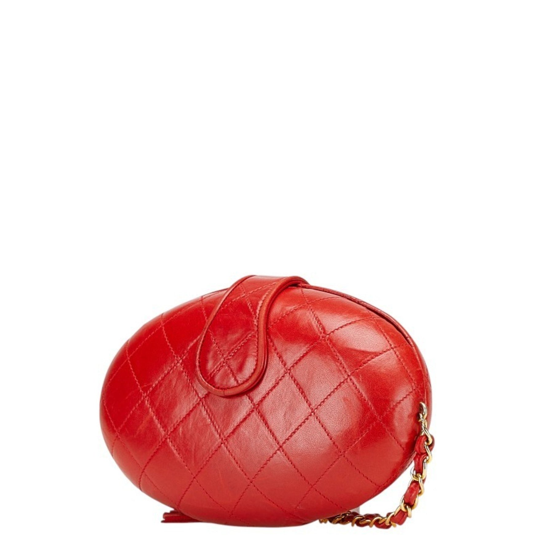CHANEL Matelasse Coco Mark Pouch, Red Lambskin