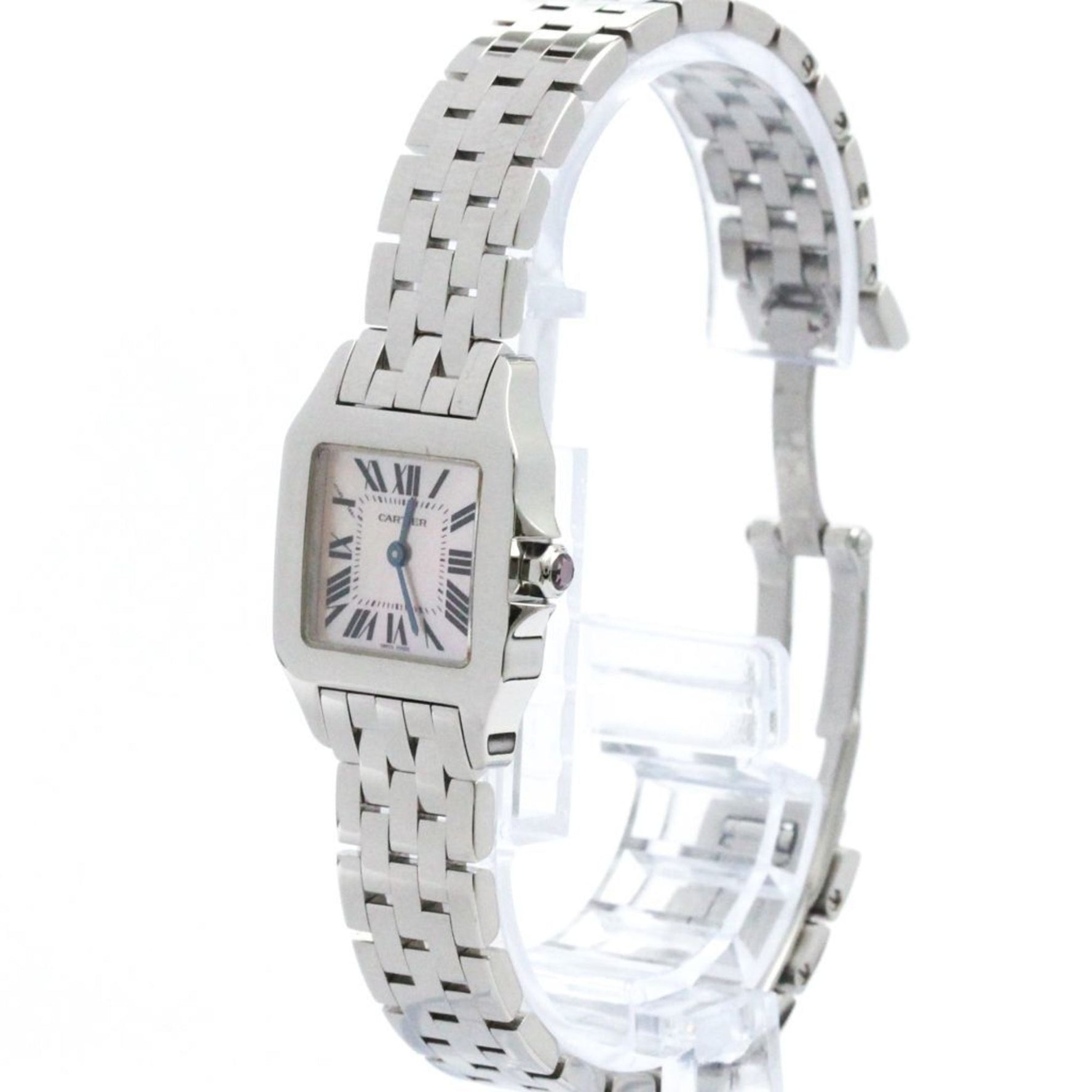 Polished CARTIER Santos Demoiselle Pink MOP Dial Ladies Watch W25075Z5 BF579736