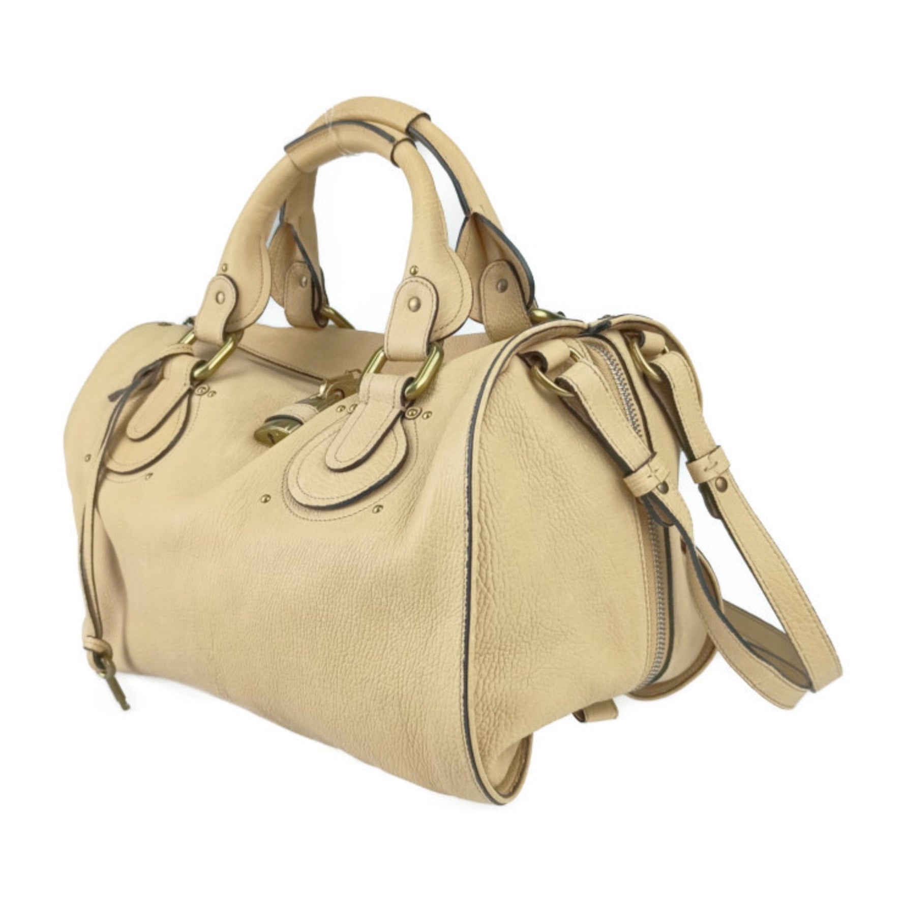Chloé Chloe Aurora Boston Bag - Beige Leather Women's Handbag Shoulder
