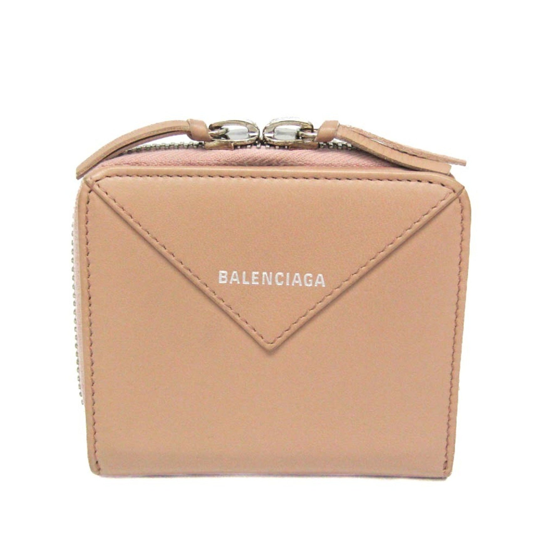 Balenciaga PAPIER ZA BILLFOLD Women's  Calfskin Wallet (bi-fold) Beige