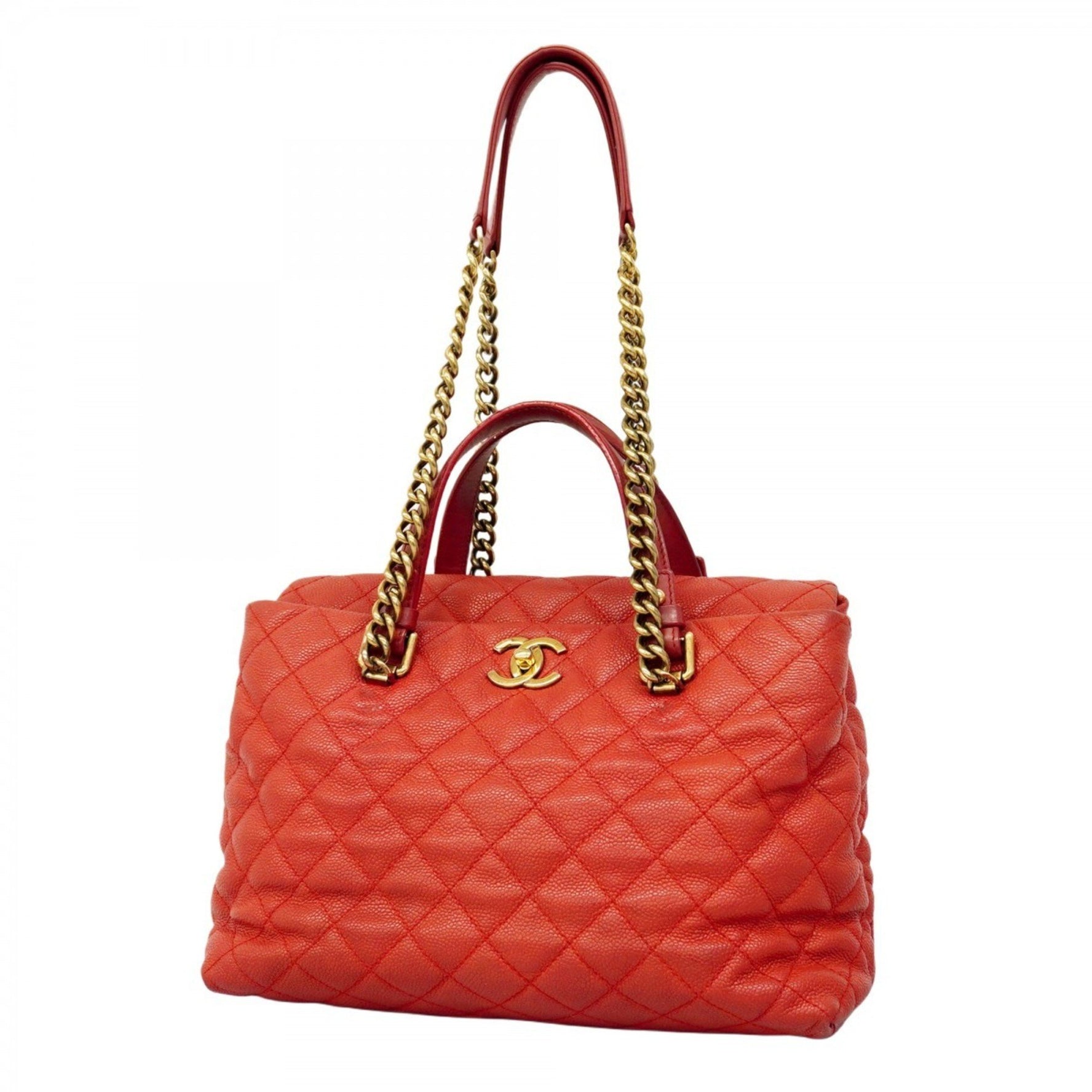 Chanel Matelasse Portobello Chain Handbag in Caviar Leather, Red, Bag