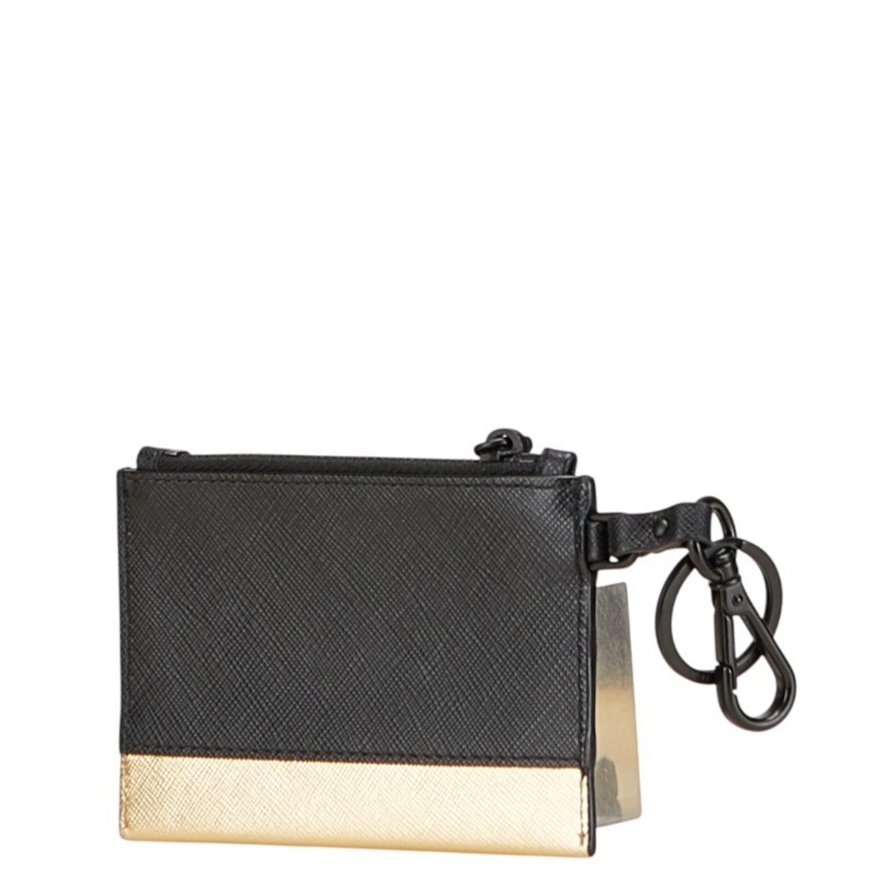 Prada wallet/coin case in black and gold leather
