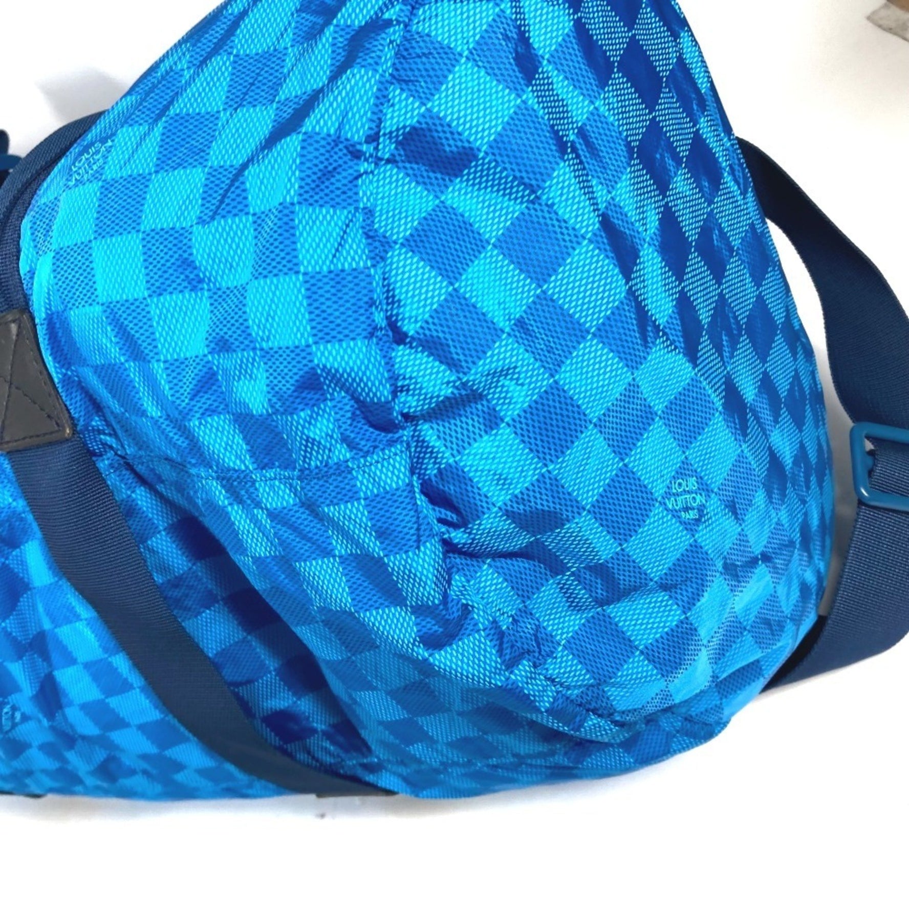 LOUIS VUITTON M97057 Damier Aventure Practical Bag Travel Shoulder Boston Nylon Men's Blue