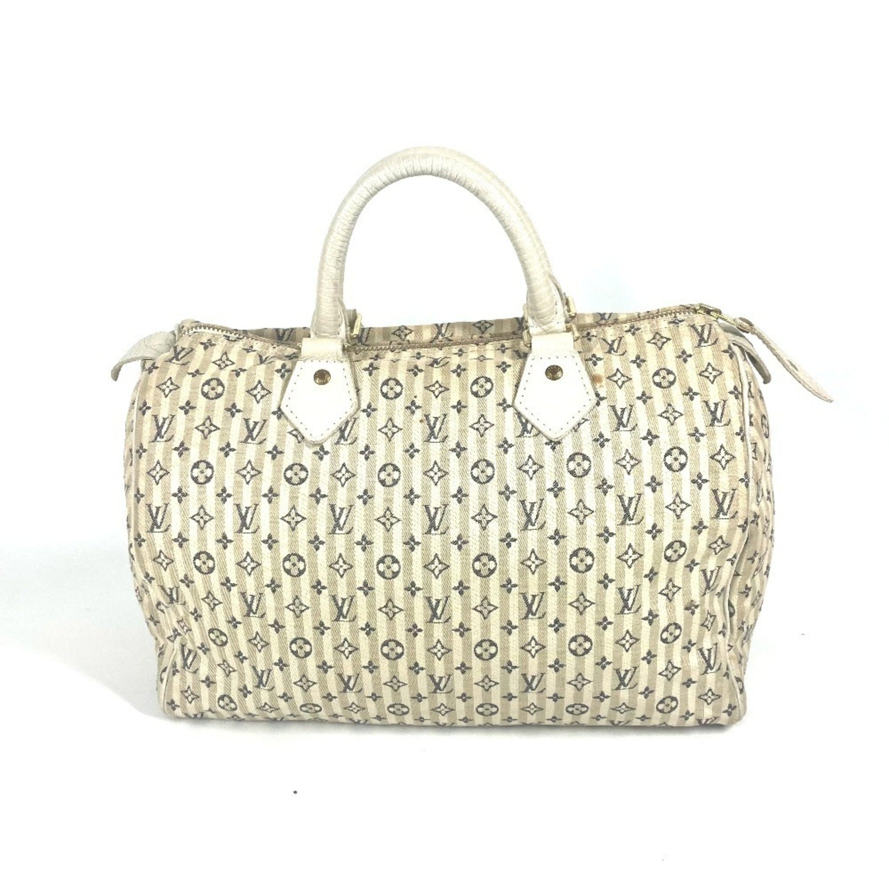 LOUIS VUITTON Monogram Mini Run Speedy 30 Boston Bag Handbag in Canvas, Women's, White