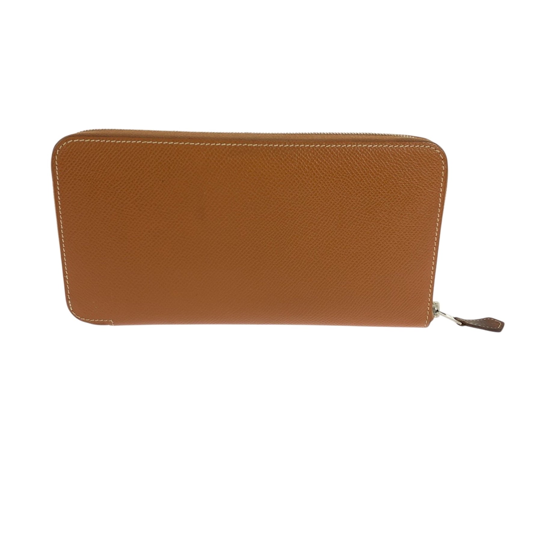 HERMES Azap Long Silk In Gold Brown Silver Hardware Epsom Leather Wallet Round Zipper X Stamp