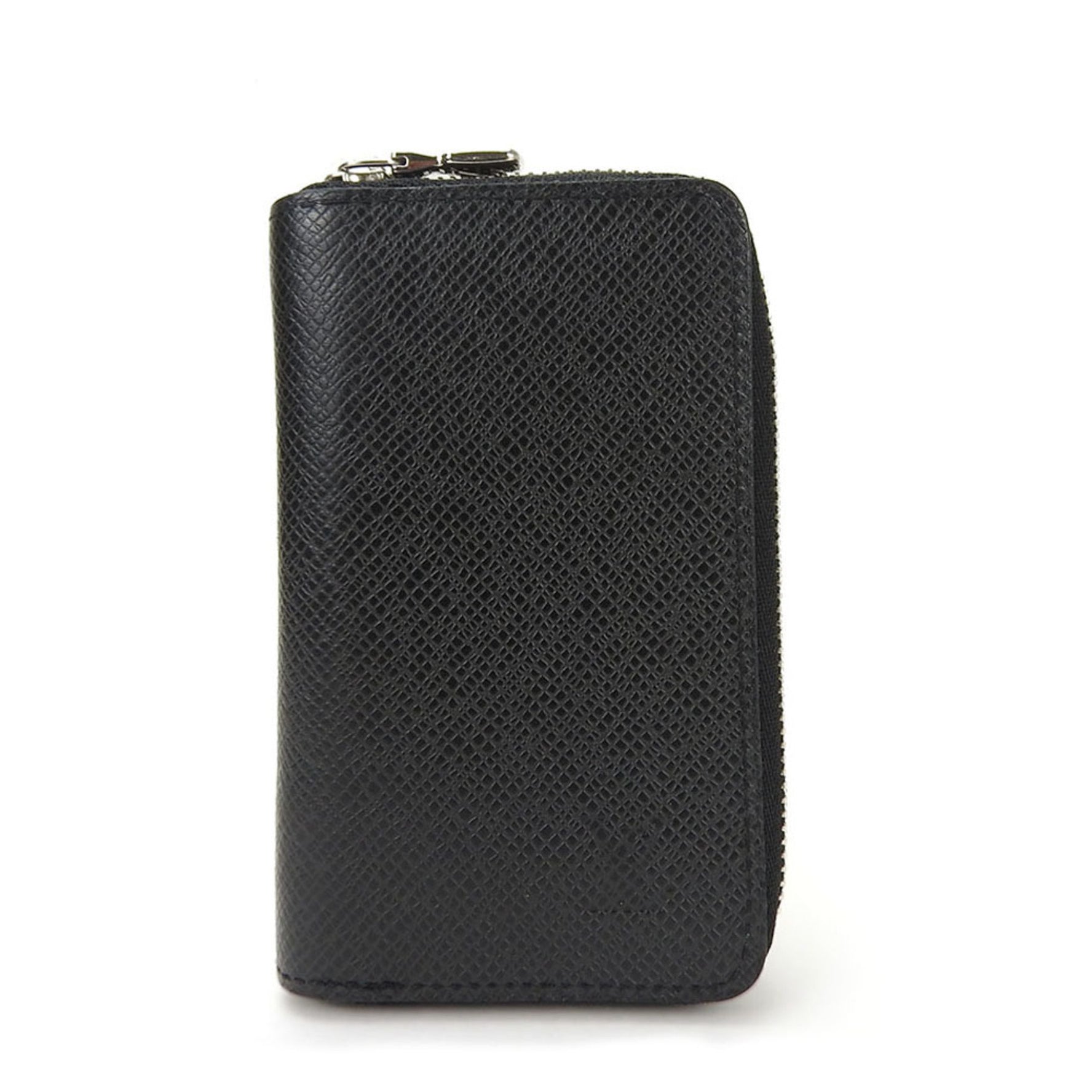 Louis Vuitton Coin Case Zippy Purse Taiga Black Compact Wallet Round Accessories LV coinpurse black