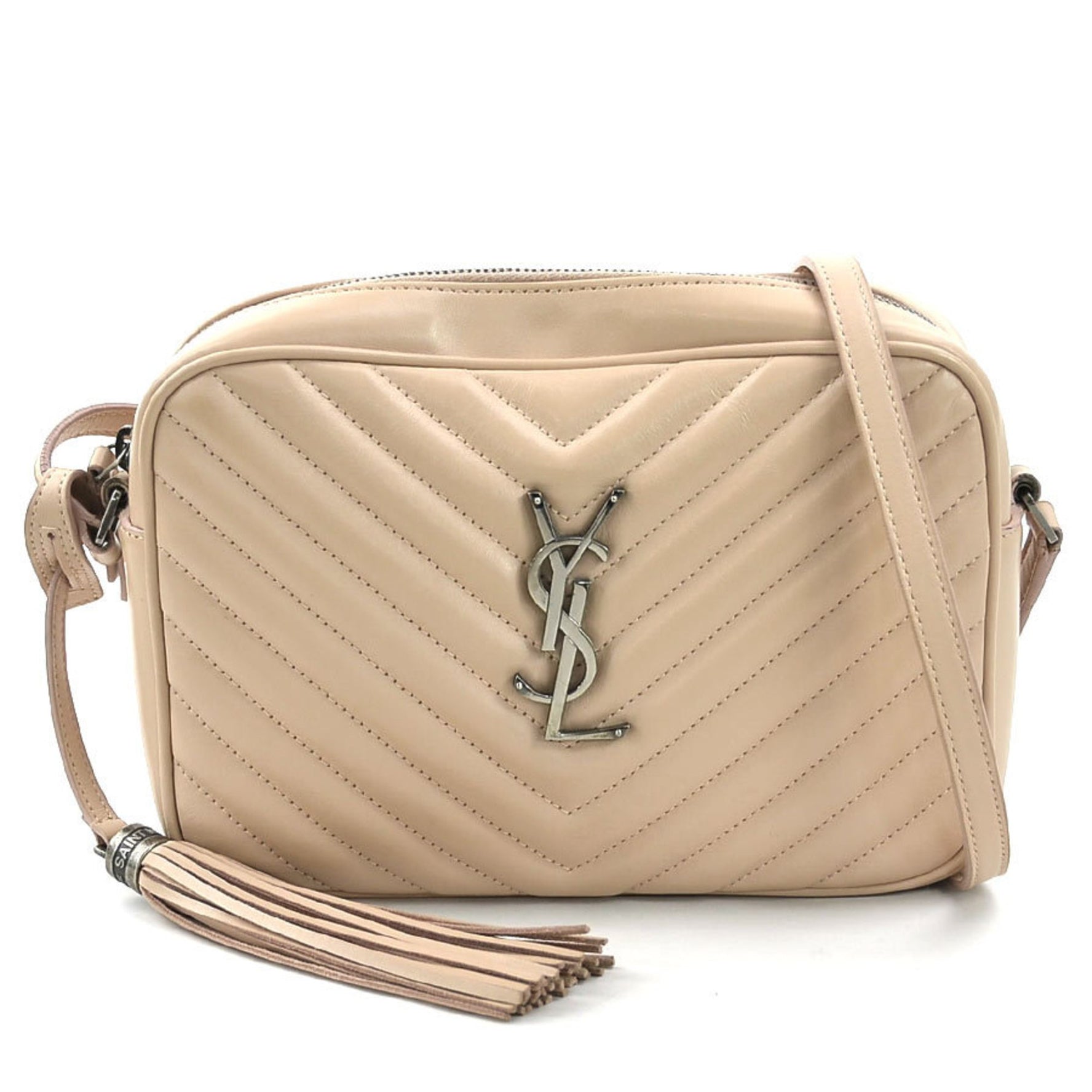 Saint Laurent shoulder bag Lou leather beige silver women's e59597a