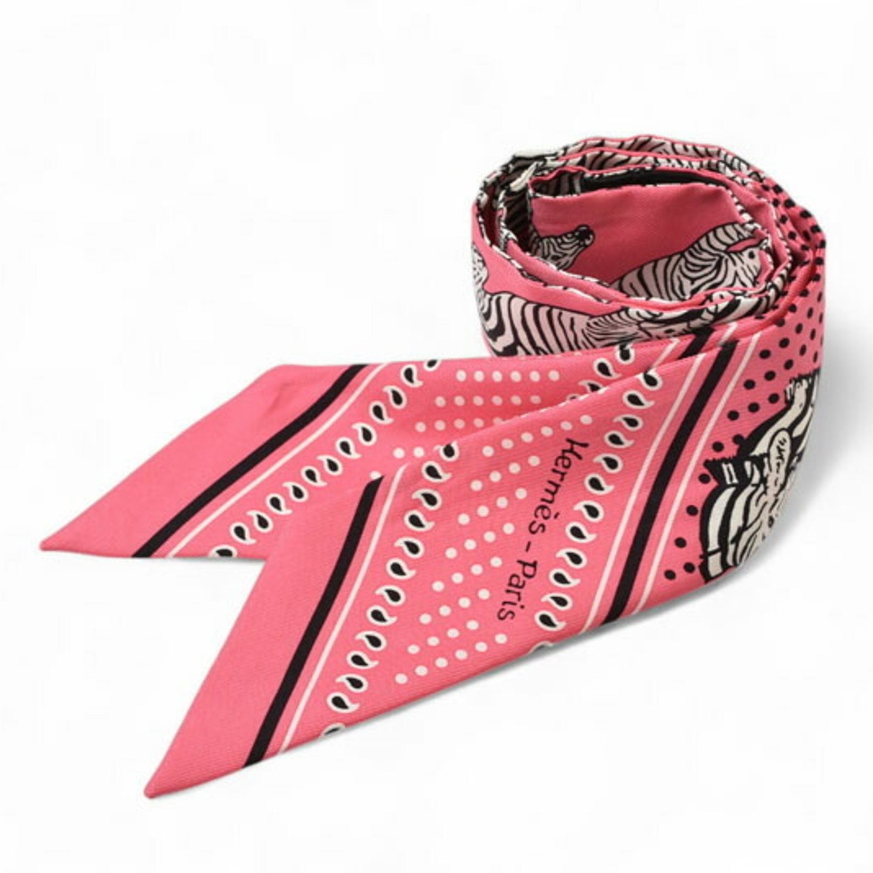 Hermes Twilly Scarf Muffler Silk Twill LES ZEBRES BANDANA Zebra Multi