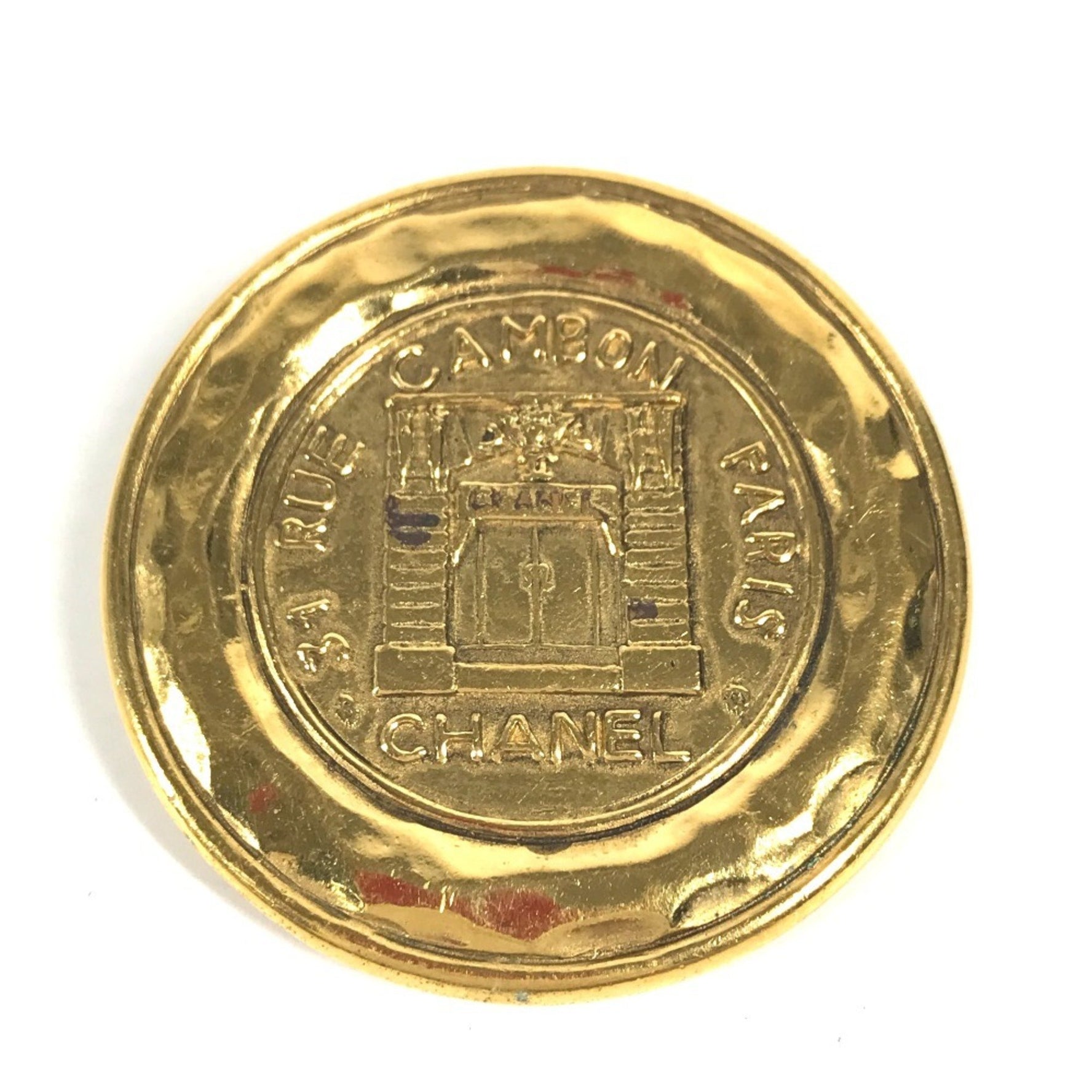CHANEL Vintage Round Logo Cambon Retro Accessory Brooch Metal