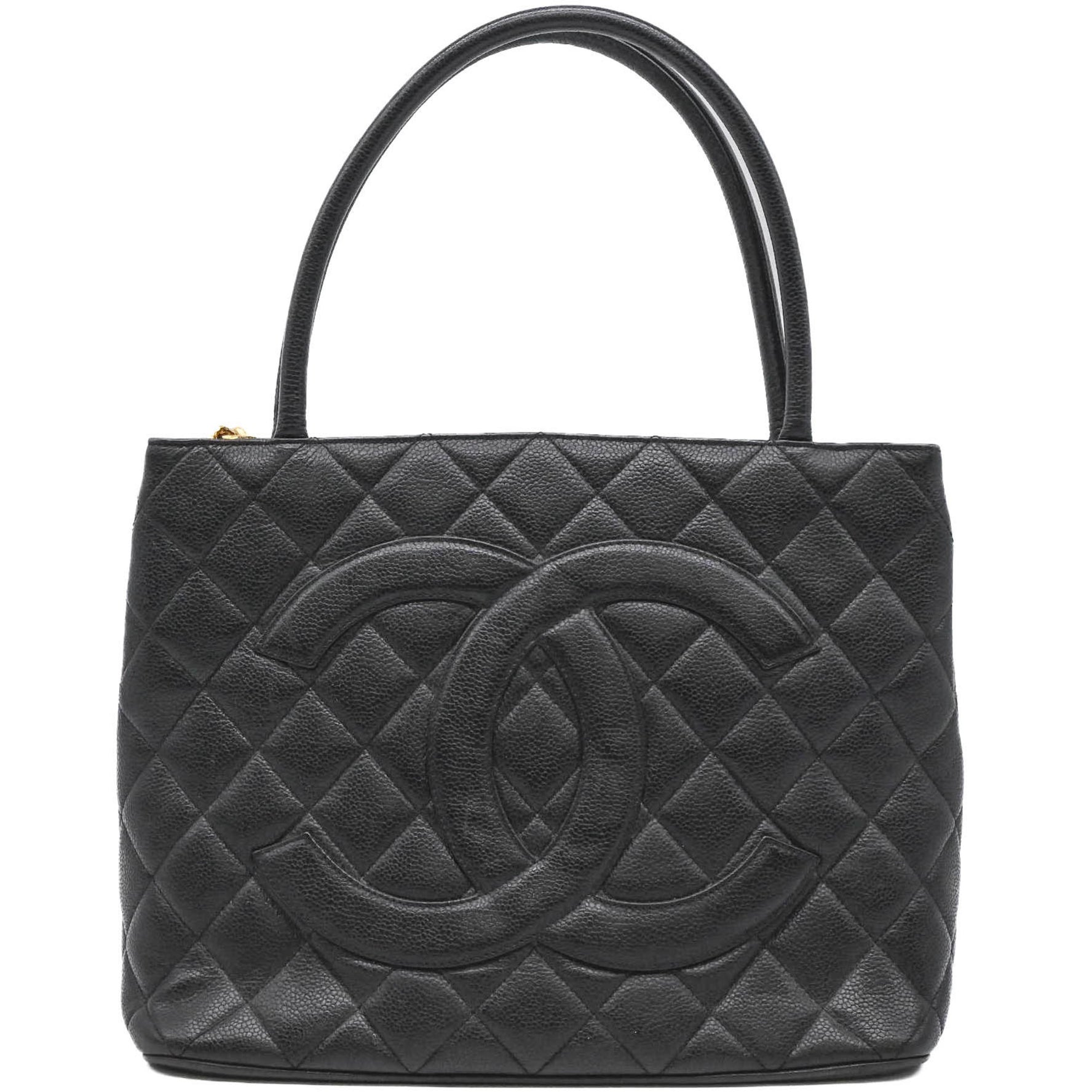 CHANEL Caviar Skin Reproduction Tote Bag Handbag Coco Mark