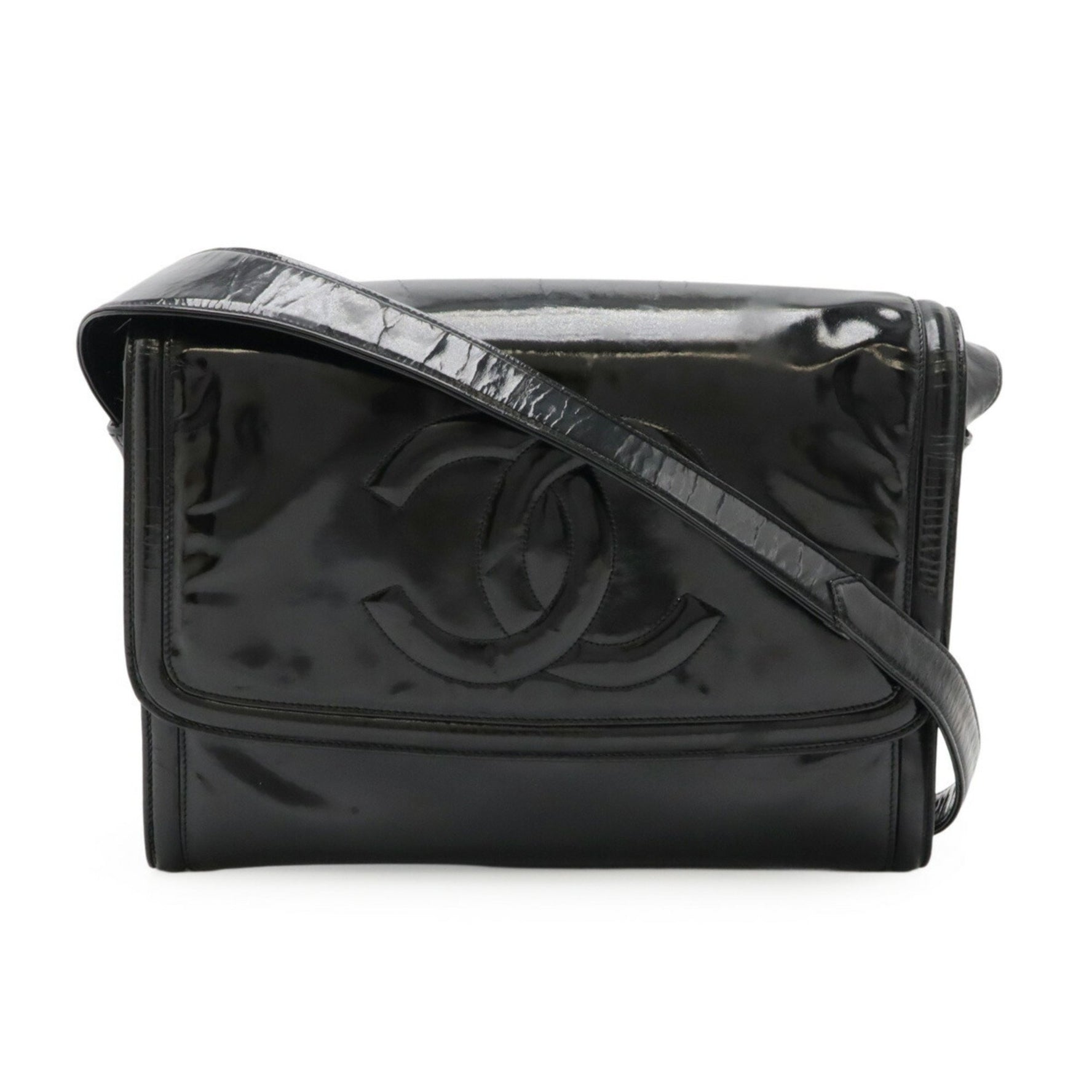 CHANEL Coco Mark Shoulder Bag Patent Leather