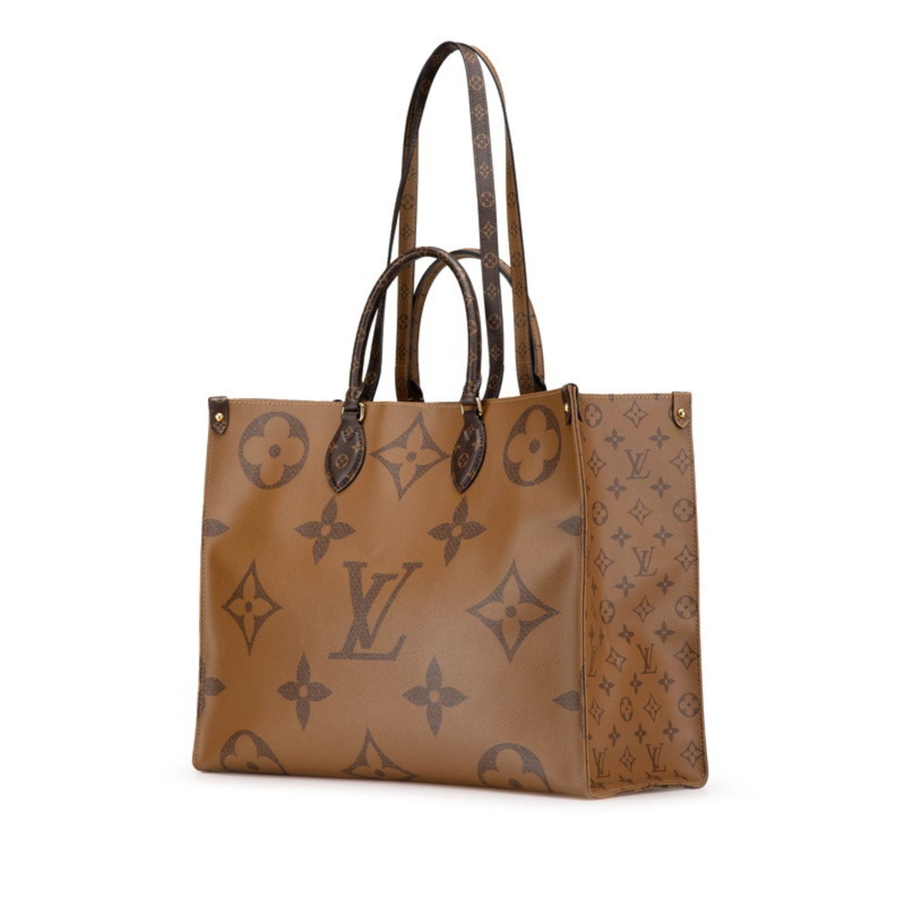 Louis Vuitton Monogram Giant Reverse On the Go GM Handbag Shoulder Bag Brown PVC Leather