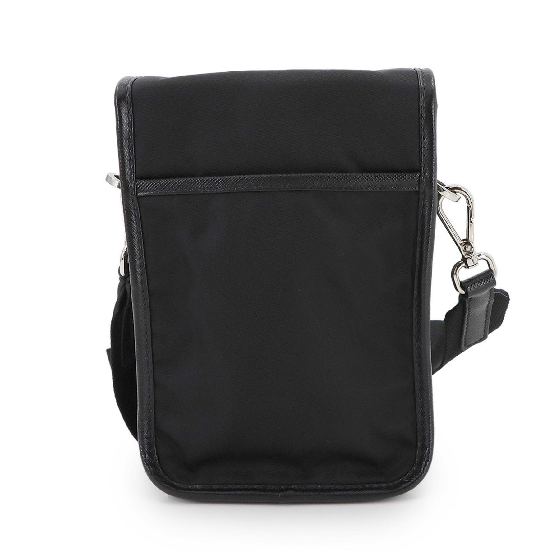 Prada Shoulder Bag in Nylon and Saffiano Leather, Nero