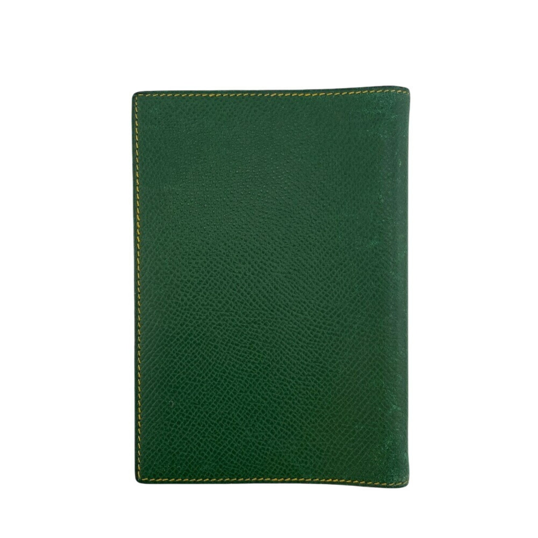 HERMES 〇M engraved Agenda GM Schedule cover Notebook Luxury leather Genuine Green Unisex