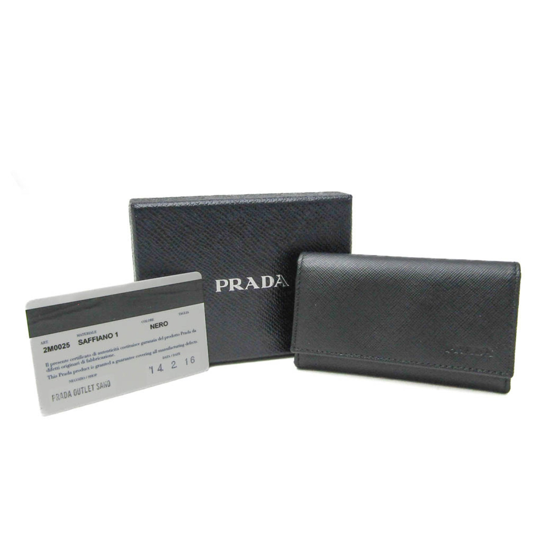 Prada Saffiano 2M0025 Men,Women Leather Key Case Black