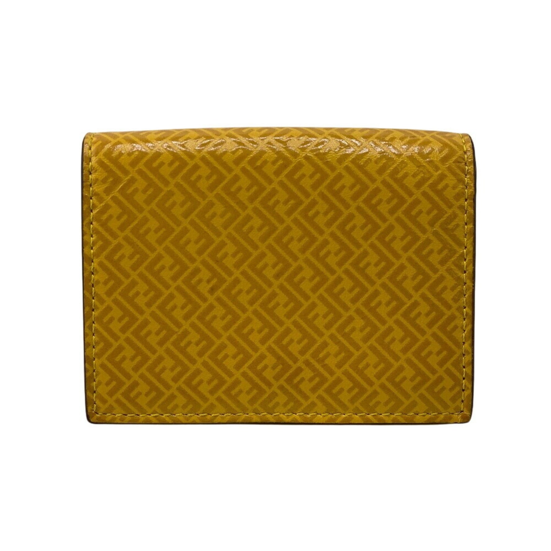 FENDI Louis Vuitton Wallet 7M0280 Compact FF Tri-fold Coin Purse Bills Cards Men's Women's Yellow