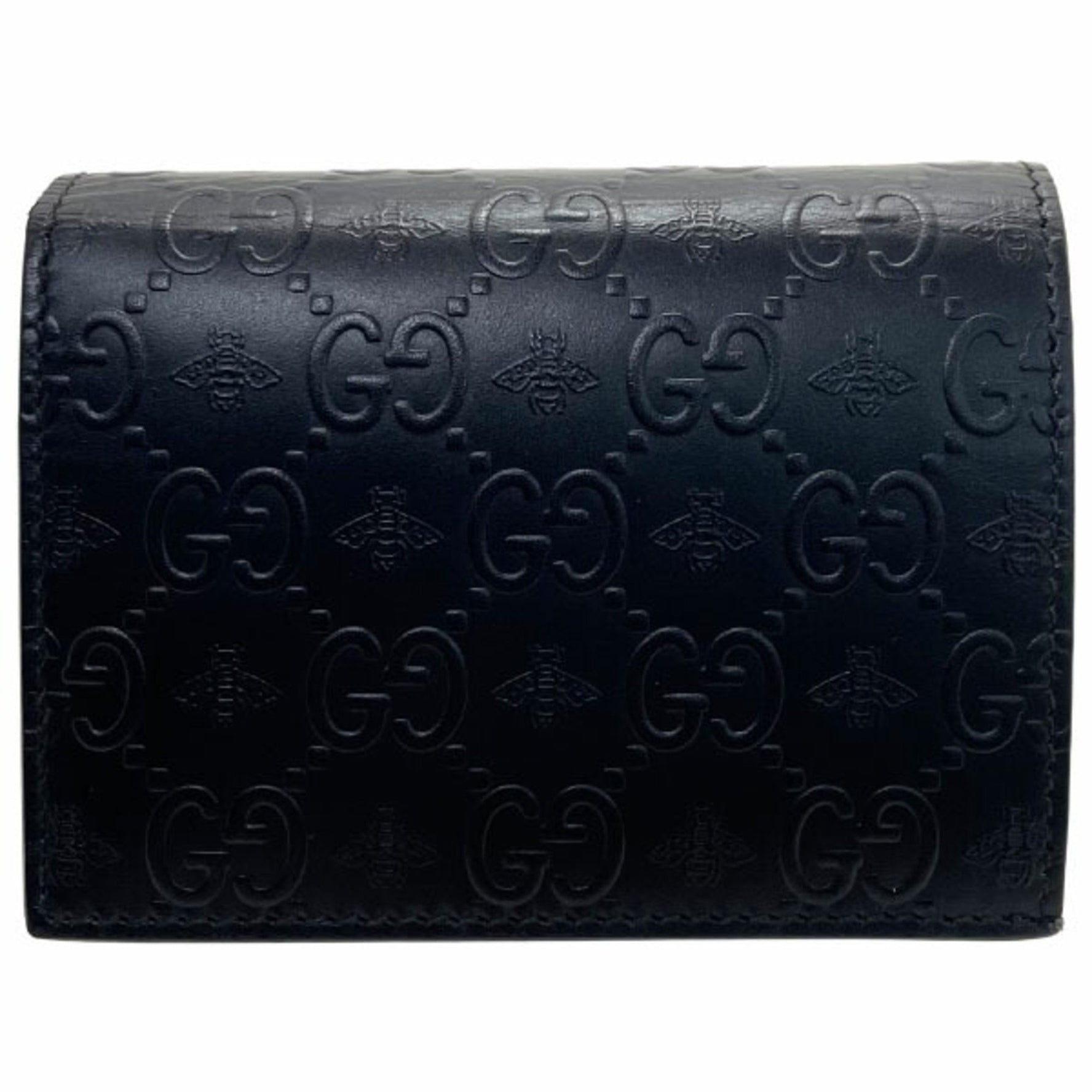 Gucci Card Case GG Alveare Bi-fold Wallet Leather Guccissima Bee Compact Business Holder