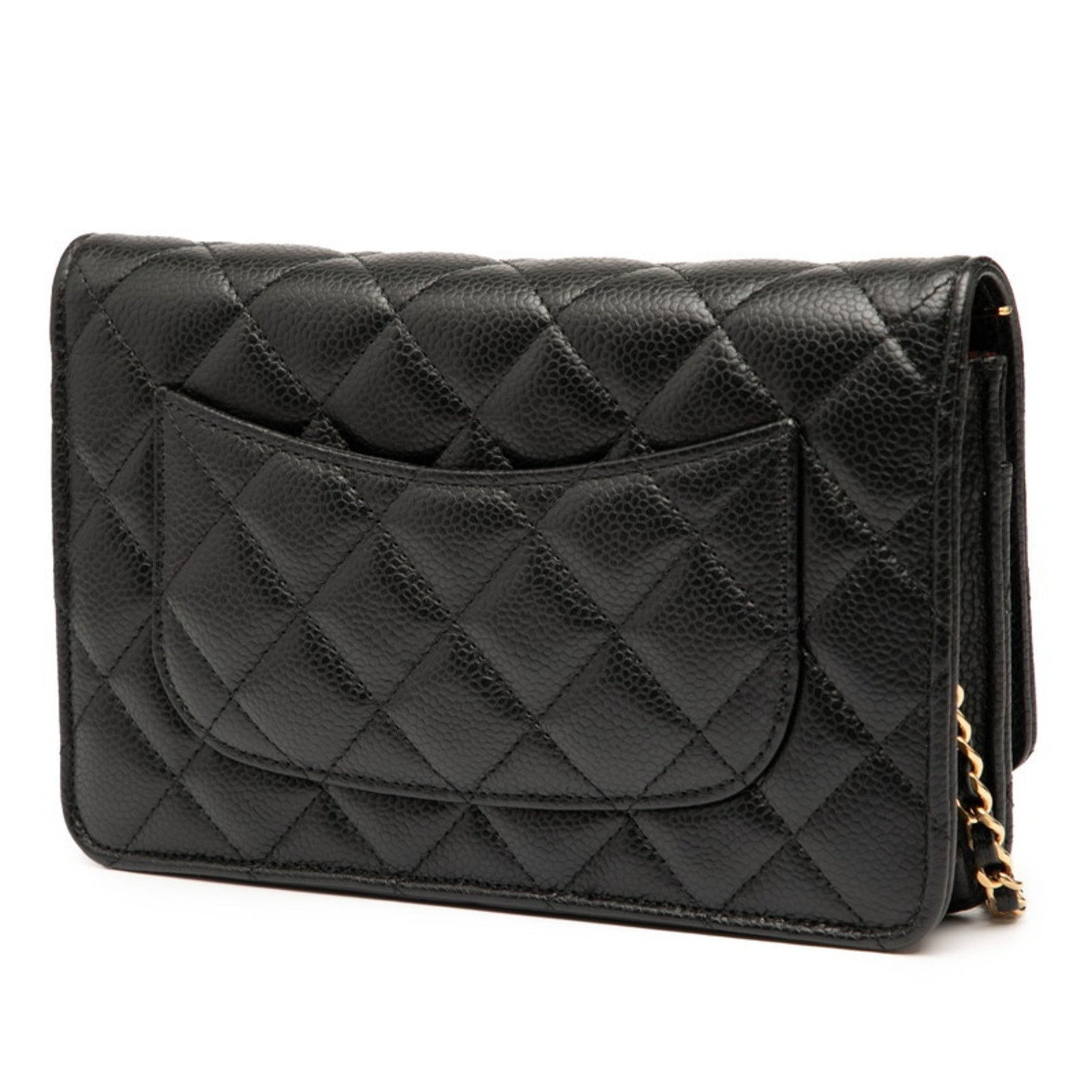 CHANEL Matelasse Coco Mark Chain Wallet Shoulder Bag in Caviar Skin