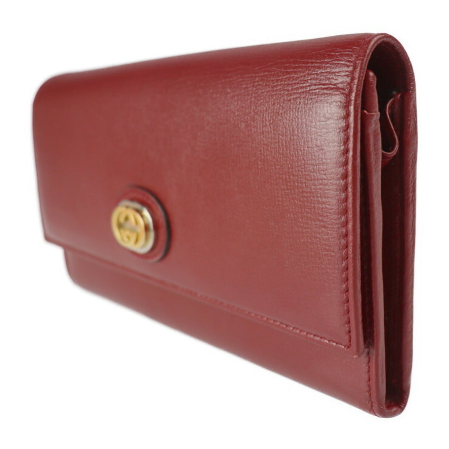 GUCCI MARINA Interlocking G Long Wallet Leather Red Bordeaux Bi-fold